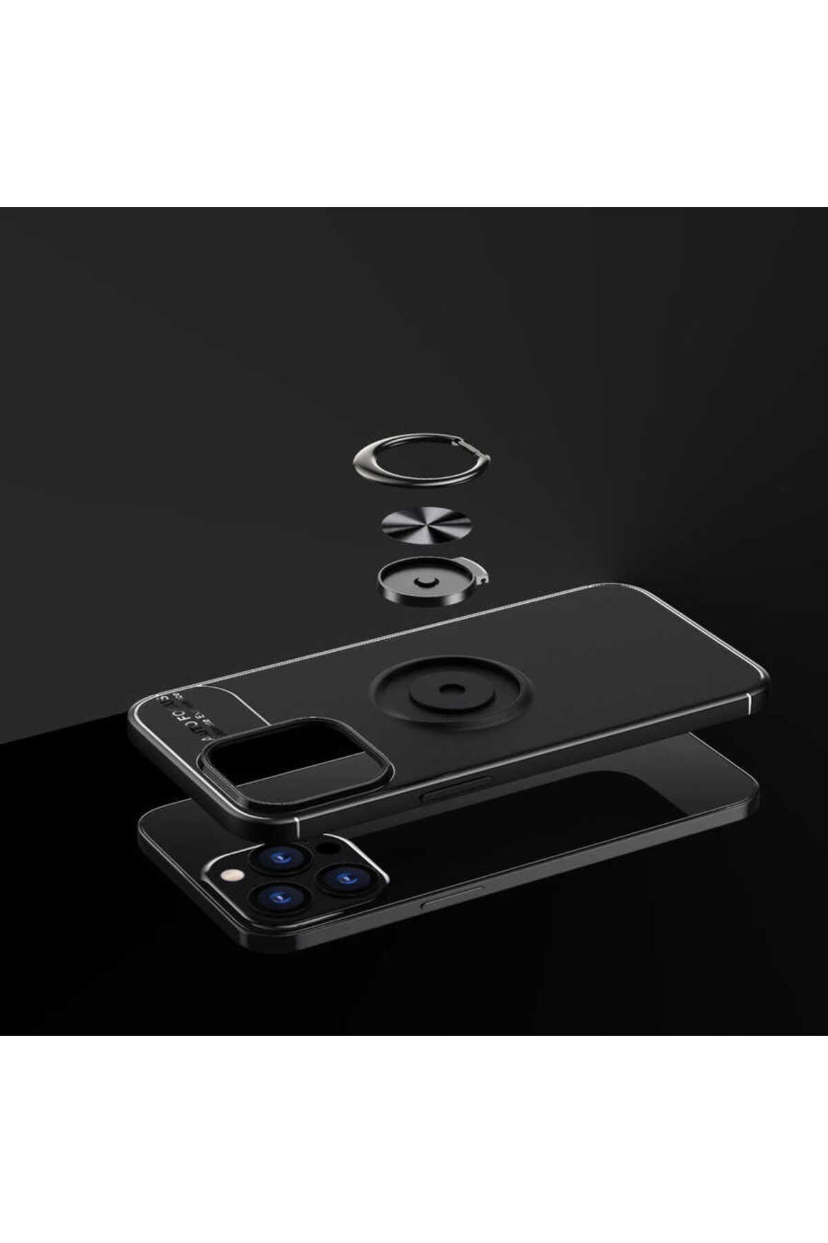 iPhone 13 Pro Uyumlu NVTH Ravel Silikon Kılıf-Siyah-Rose Gold