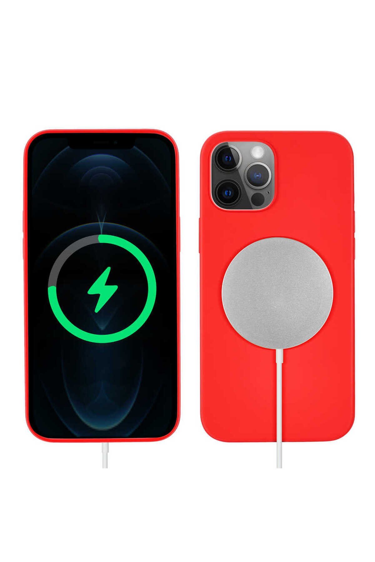 iPhone 13 Pro Uyumlu NVTH Silksafe Wireless Kılıf-Kırmızı
