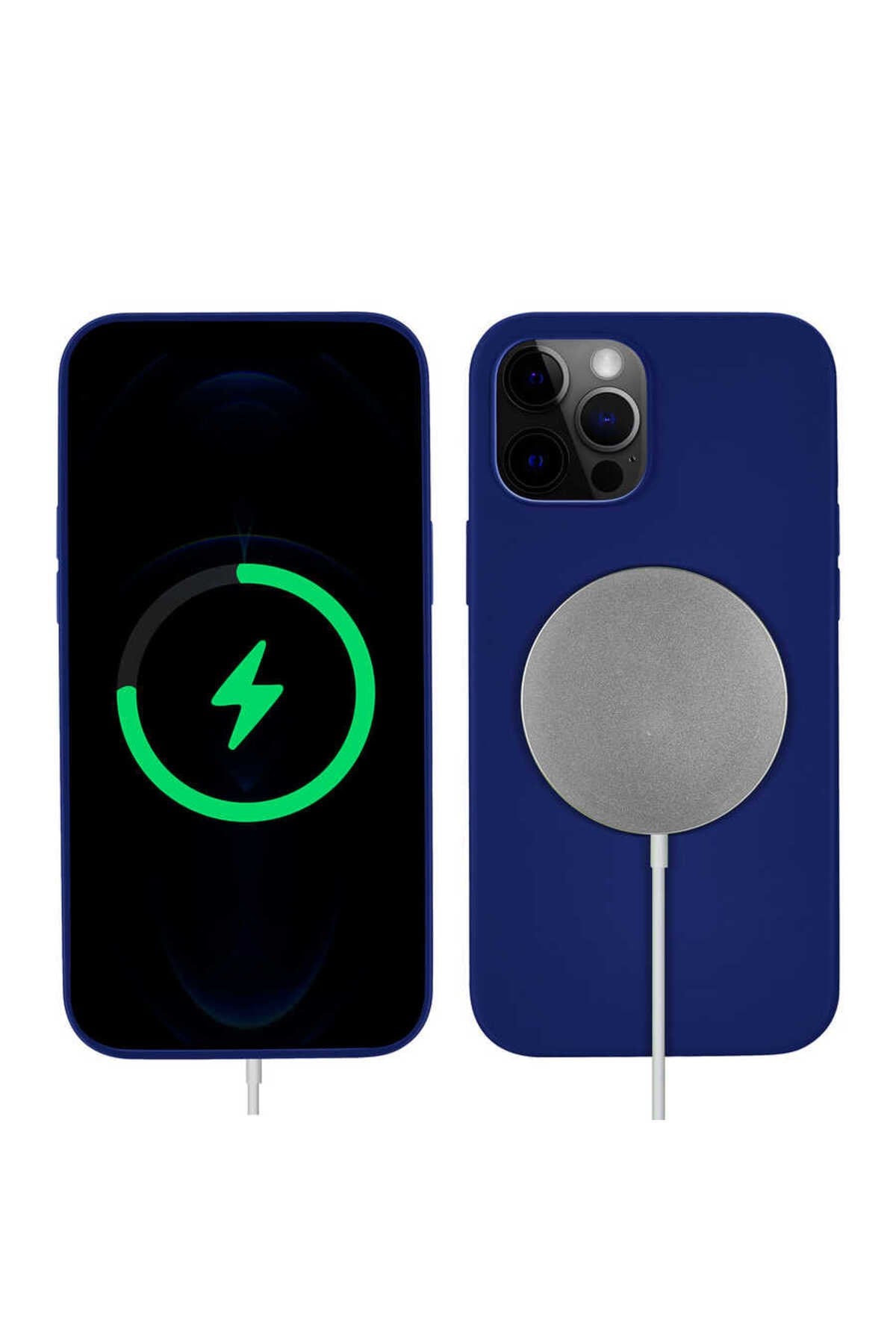 iPhone 13 Pro Uyumlu NVTH Silksafe Wireless Kılıf-Mavi