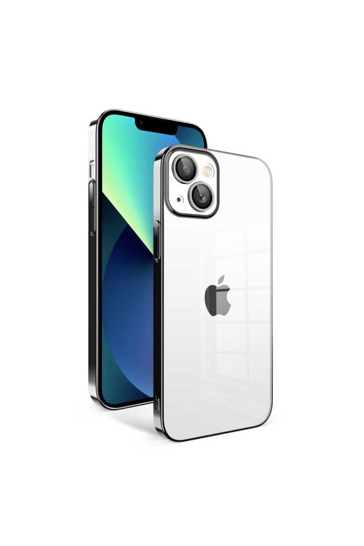 iPhone 13 Uyumlu Kamera Korumalı Renkli Çerçeveli NVTH Garaj Kılıf-Siyah