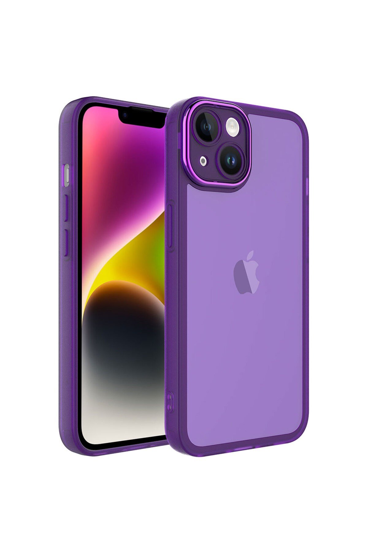 iPhone 13 Uyumlu Kamera Korumalı Transparan NVTH Post Kılıf-Derin Mor