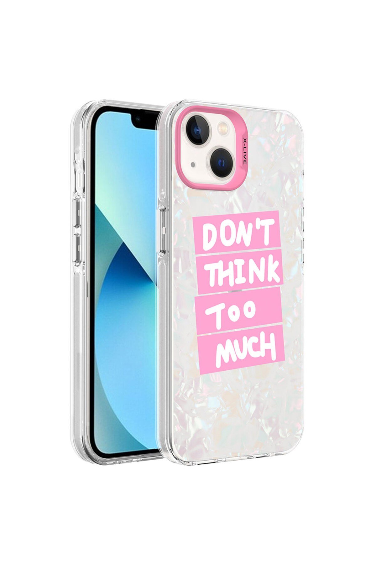 iPhone 13 Uyumlu Mermer Desenli NVTH Marbello Kılıf-Pembe