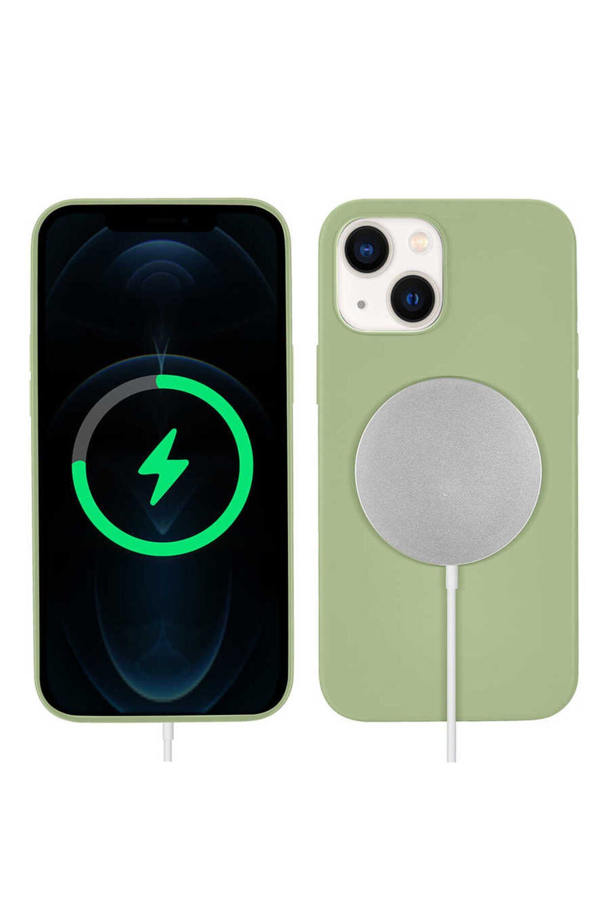 iPhone 13 Uyumlu NVTH Silksafe Wireless Kılıf-Açık Yeşil
