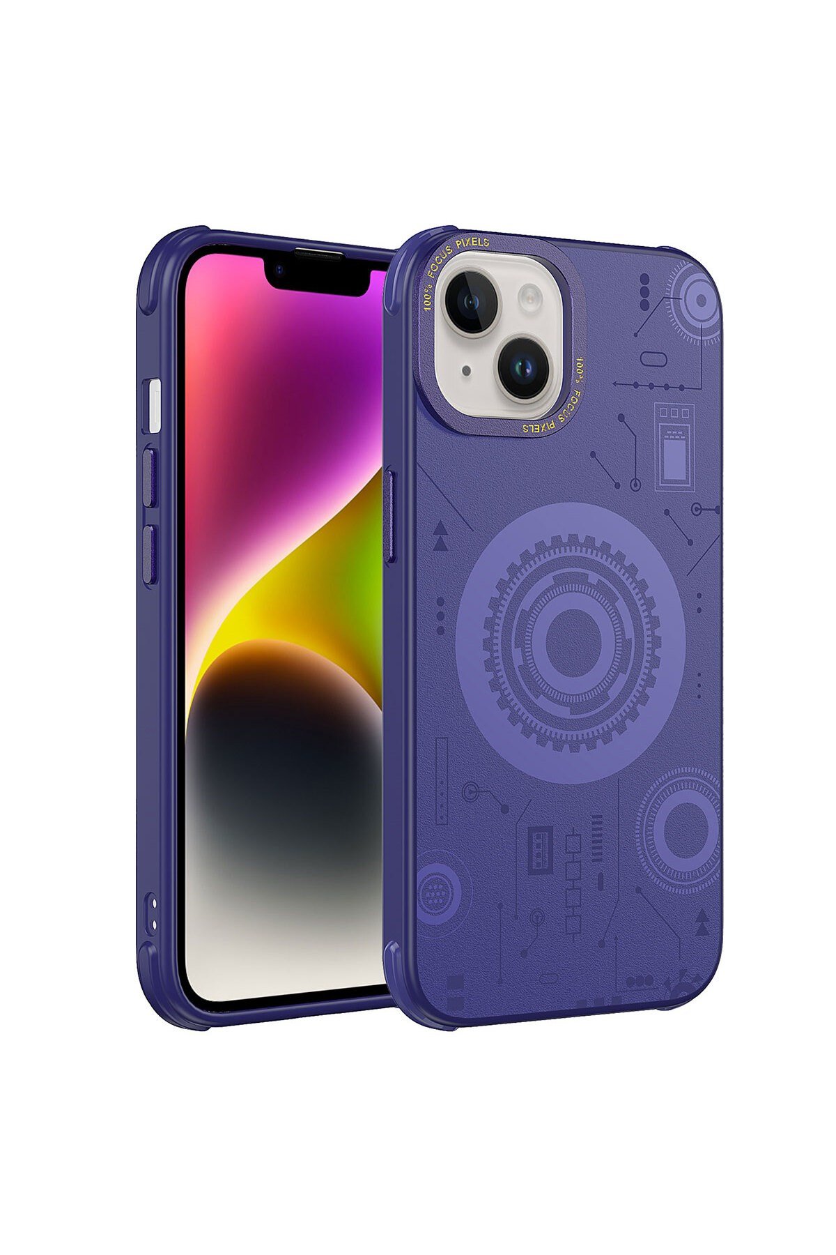 iPhone 13 Uyumlu NVTH Wireless Şarj Özellikli Desenli Hot Kılıf-Derin Mor