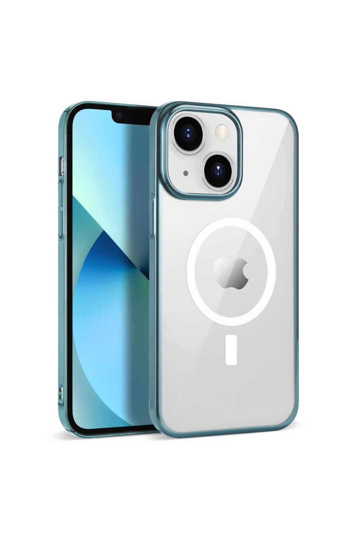 iPhone 13 Uyumlu NVTH Wireless Şarj Özellikli Pixel Magsafe Kılıf-Sierra Mavi
