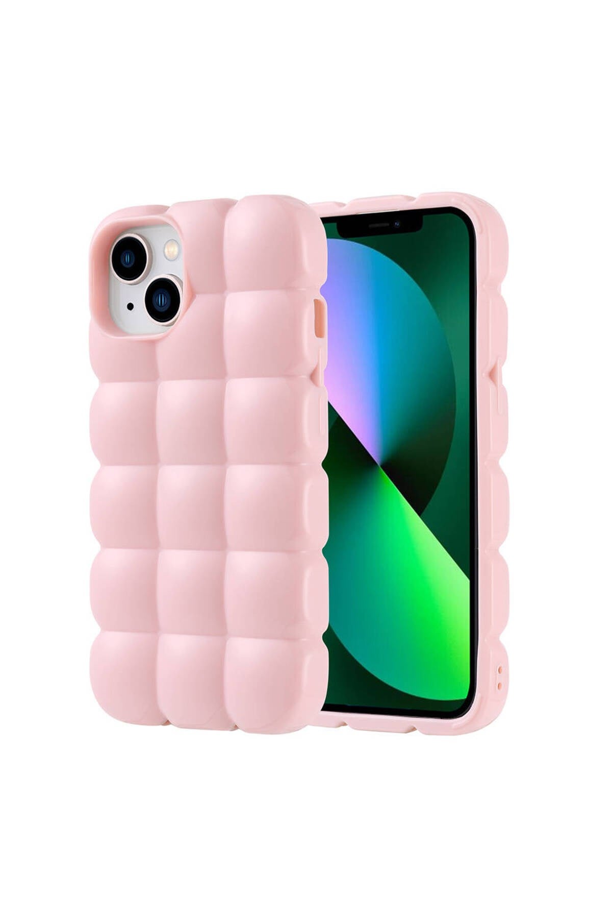 iPhone 14 Kılıf Parlak Esnek Silikon NVTH Dom Dom Kapak - Pembe