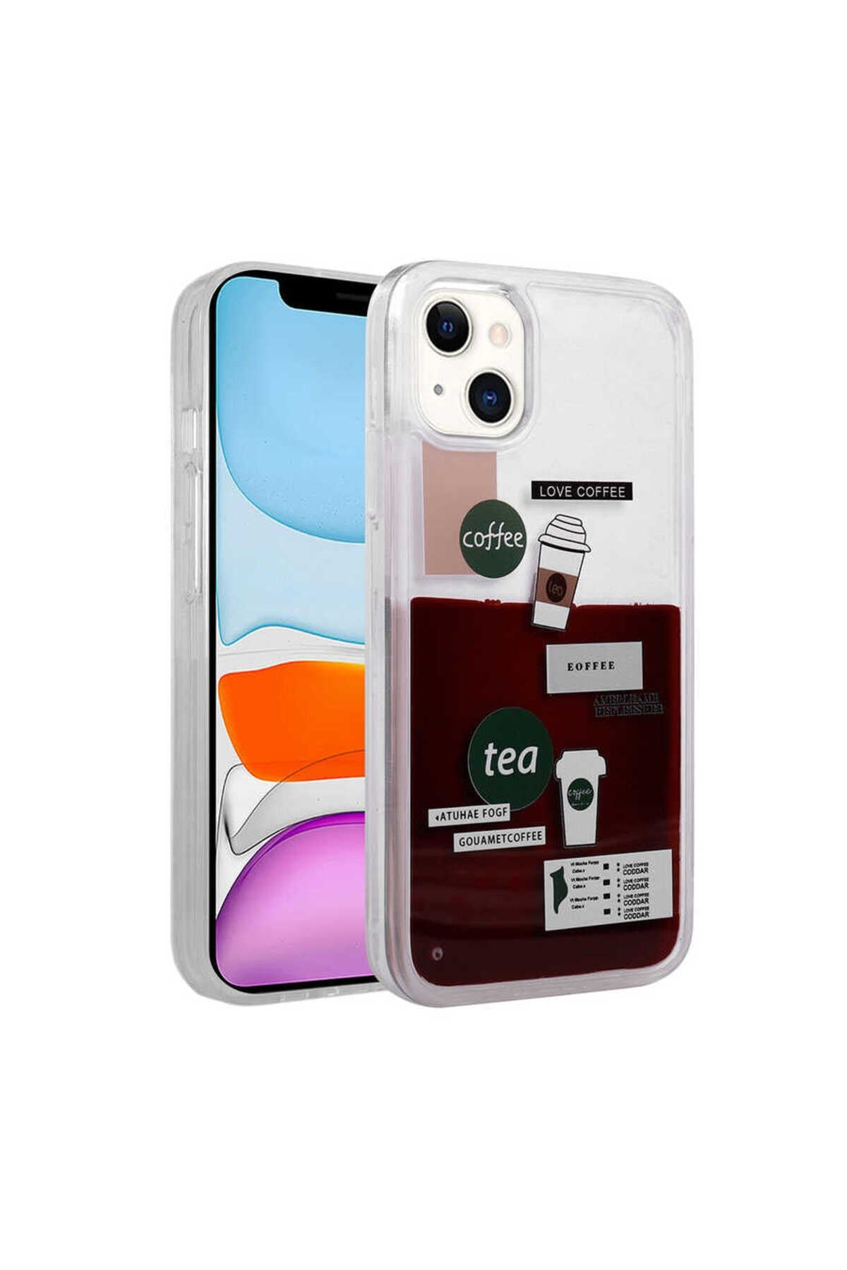 iPhone 14 Plus Uyumlu Desenli Sıvılı NVTH Drink Silikon Kılıf-NO2