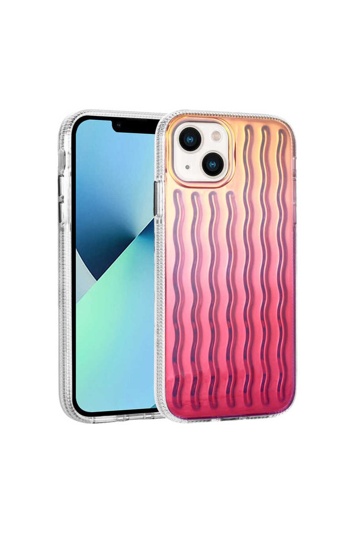 iPhone 14 Plus Uyumlu Kabartmalı Dalga Tasarımlı Silikon NVTH İsmira Kılıf-NO8