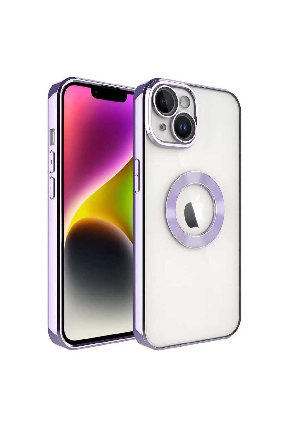 iPhone 14 Plus Uyumlu Kamera Korumalı Logo Gösteren NVTH Omega Kılıf-Lila
