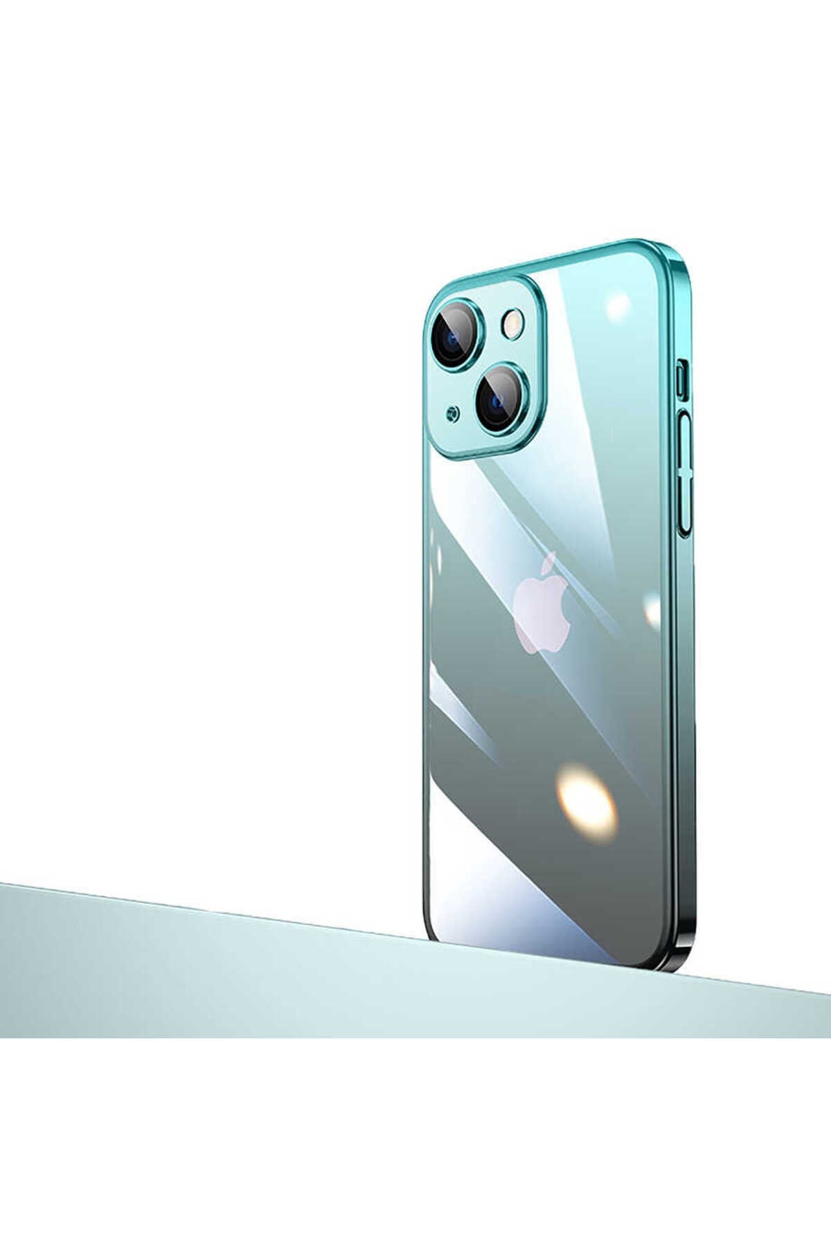iPhone 14 Plus Uyumlu Parlak Renk Geçişli Kamera Korumalı NVTH Senkron Kılıf-Mavi-Siyah