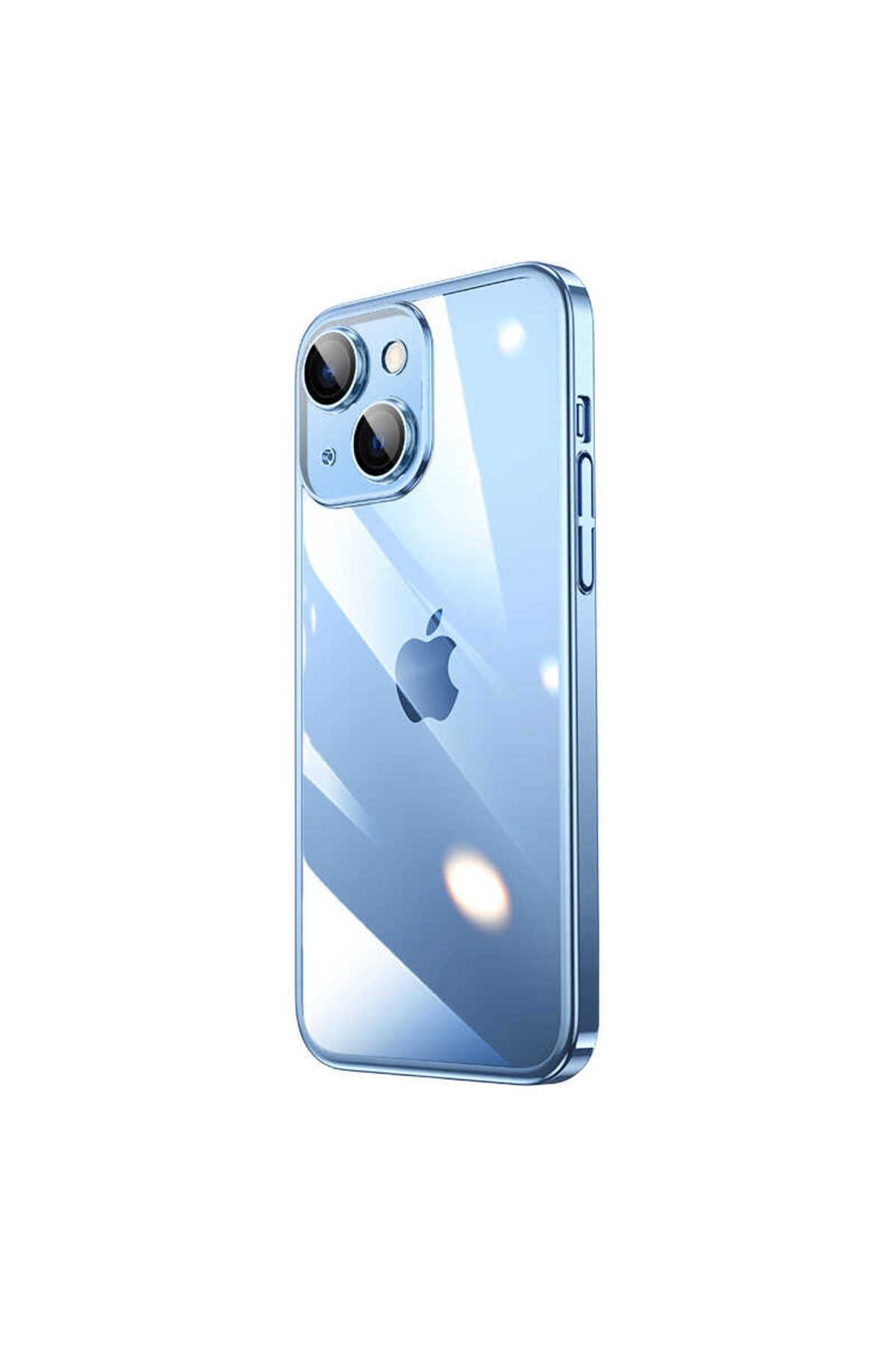 iPhone 14 Plus Uyumlu Sert PC Renkli Çerçeveli NVTH Riksos Kılıf-Mavi