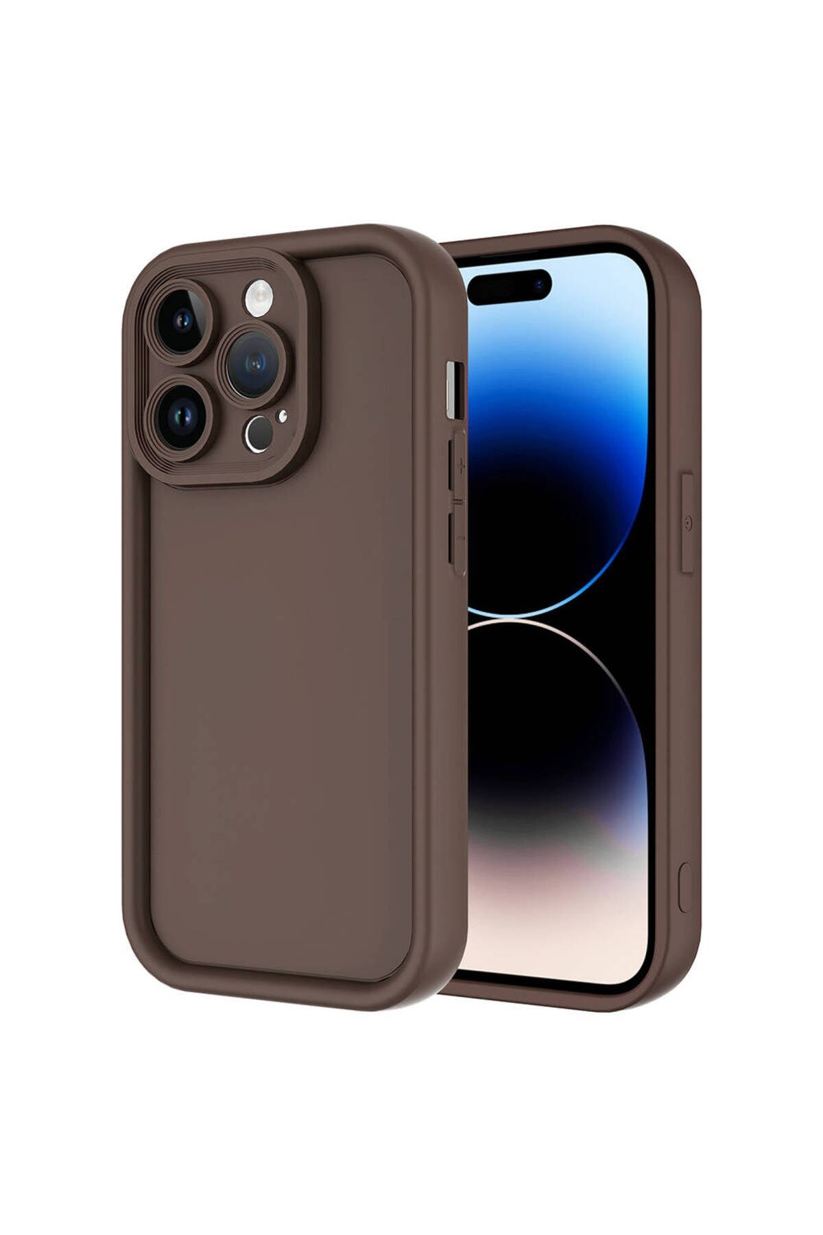 iPhone 14 Pro Max Kılıf Kamera Korumalı NVTH Ananas Kapak - Kahverengi