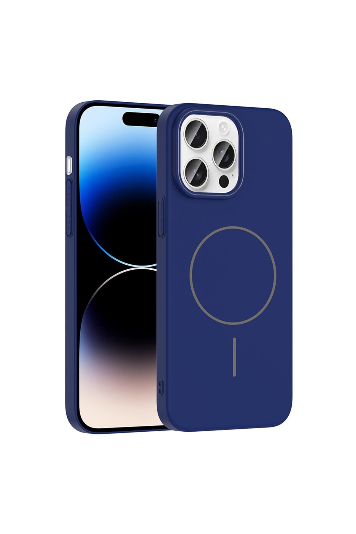 iPhone 14 Pro Max Kılıf Magsafe Şarj Özellikli NVTH Ruby Silikon Kapak - Lacivert