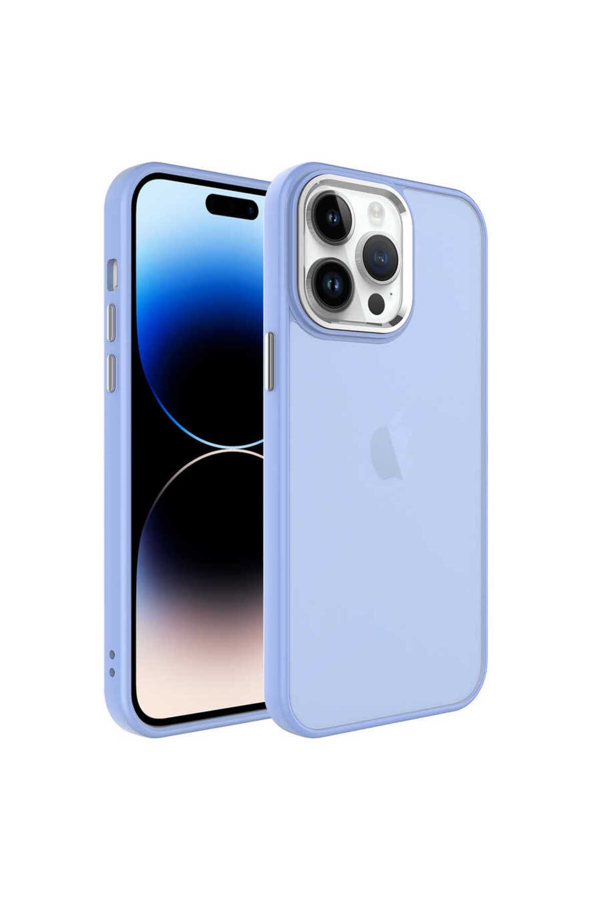 iPhone 14 Pro Max Uyumlu Buzlu Sert PC NVTH May Kılıf-Lila