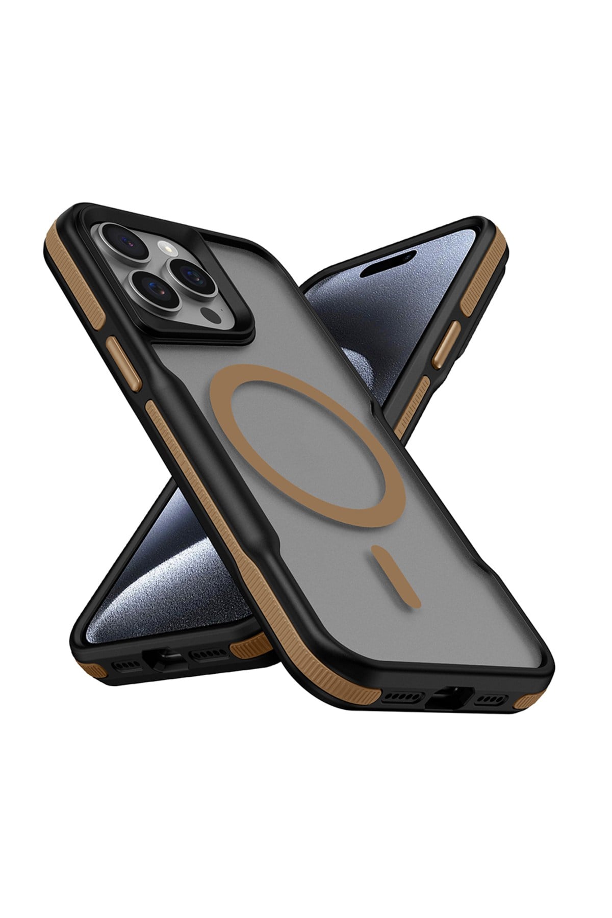 iPhone 14 Pro Max Uyumlu Magsafe Şarj Özellikli Renkli Kenar Airbag Şeritli NVTH Lamer Kapak-Titanyu
