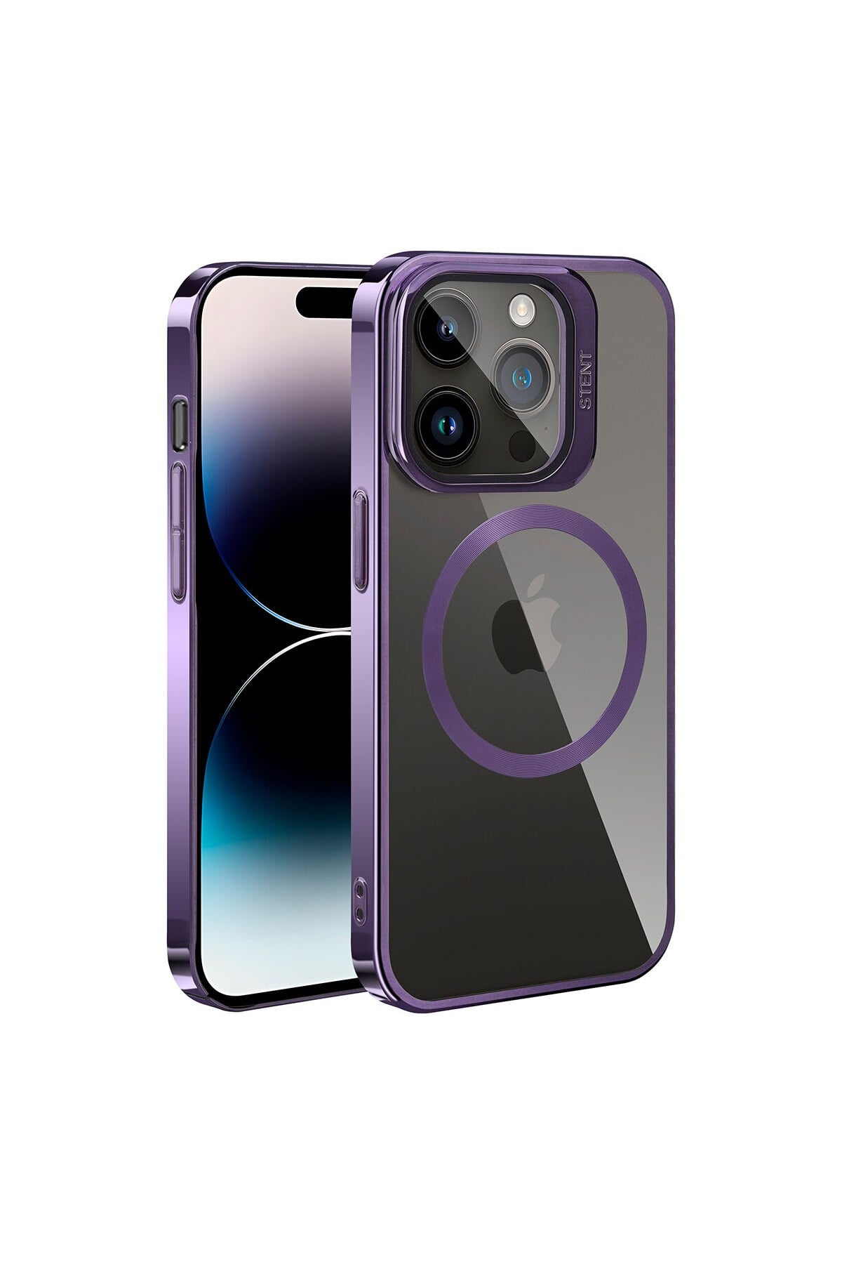 iPhone 14 Pro Max Uyumlu Magsafe Wireless Şarj Özellikli Standlı NVTH Klon Kılıf-Derin Mor