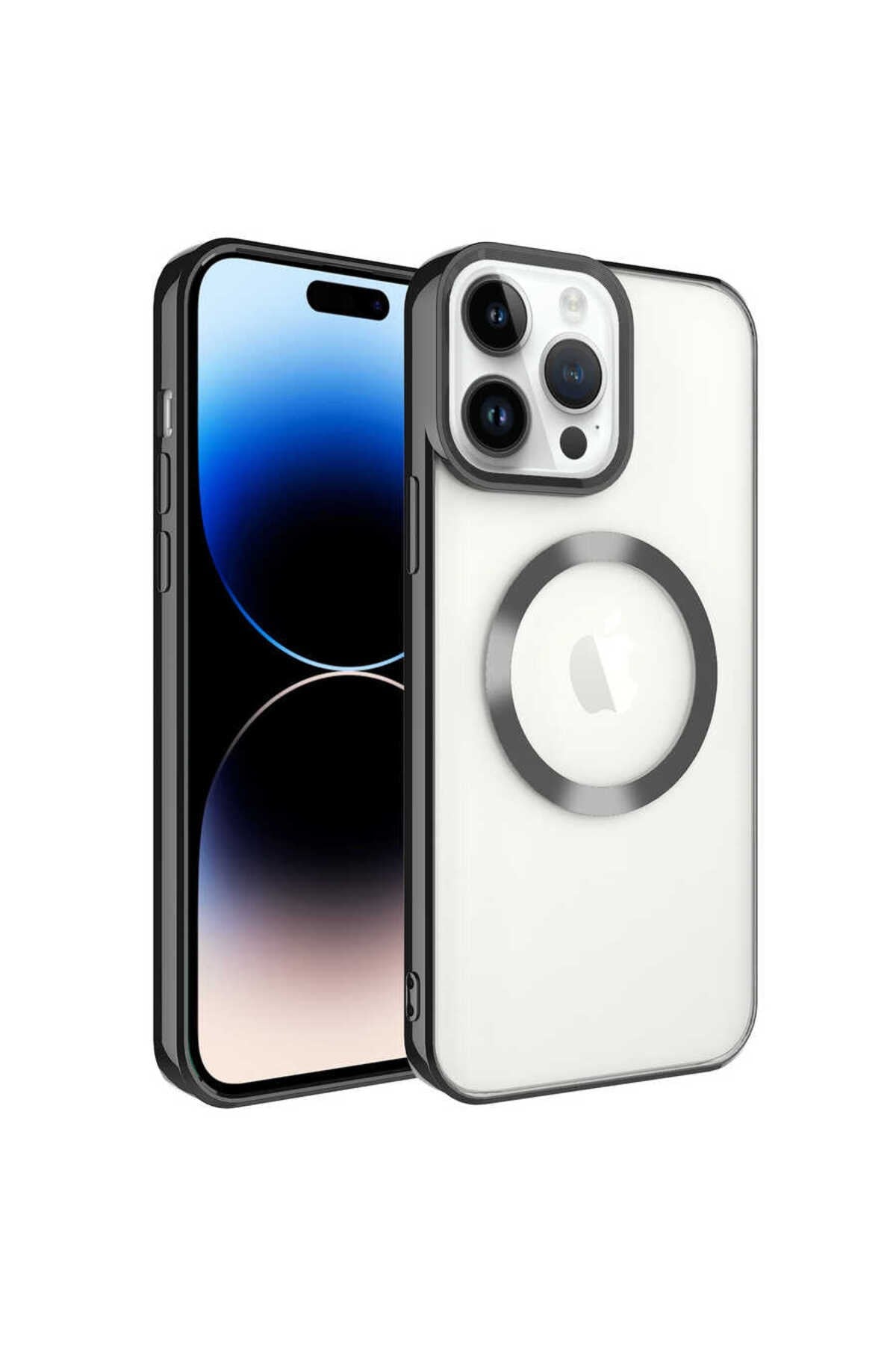iPhone 14 Pro Max Uyumlu Magsafe Wireless Şarj Özellikli NVTH Setro Silikon-Siyah