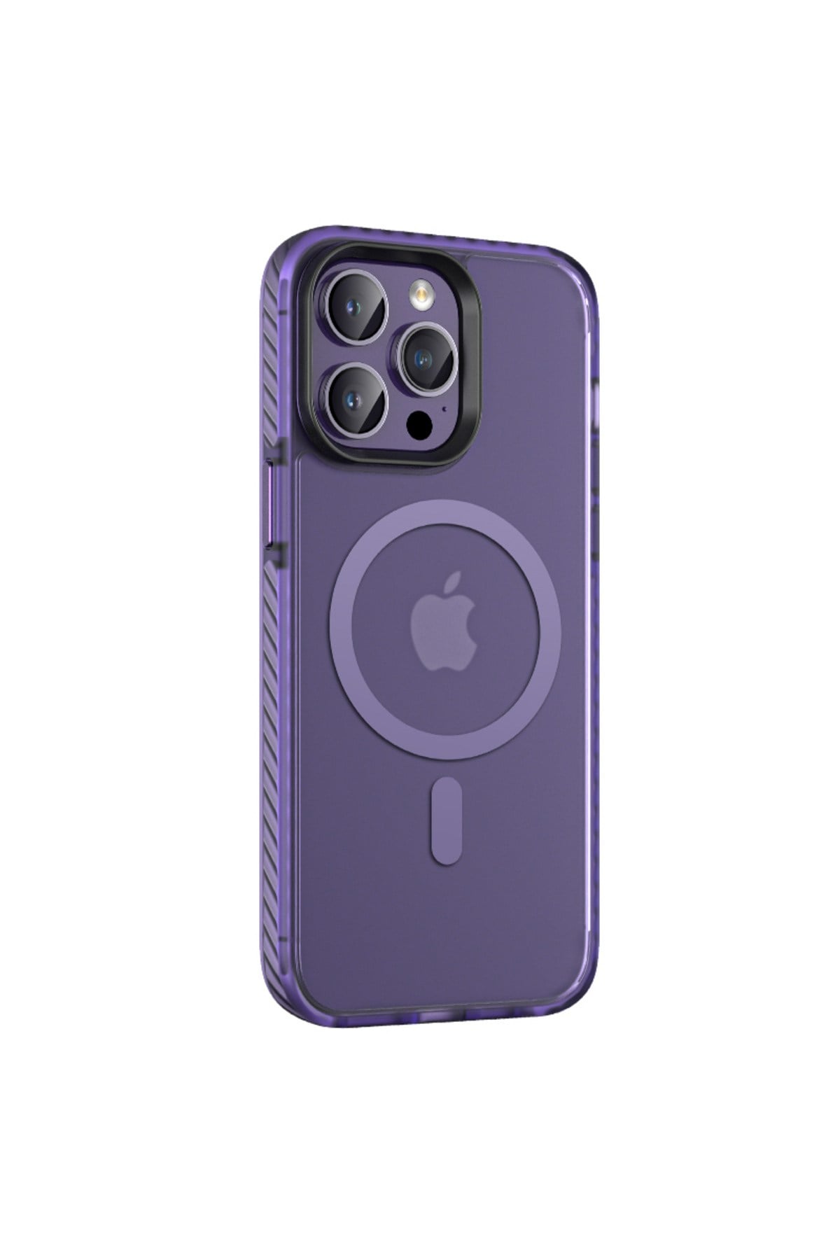 iPhone 14 Pro Max Uyumlu Mat Arka Yüzey Wireless Şarj Özellikli NVTH Locik Kılıf-Derin Mor