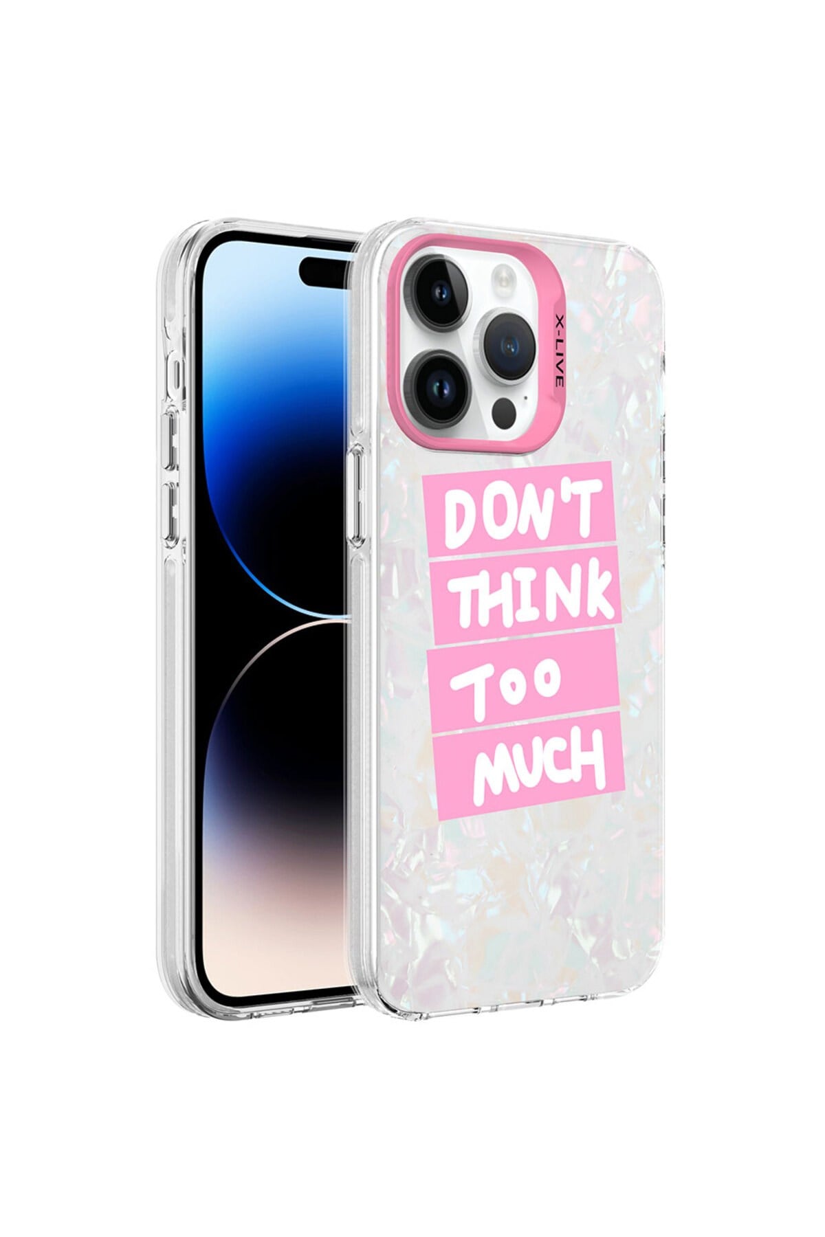 iPhone 14 Pro Max Uyumlu Mermer Desenli NVTH Marbello Kılıf-Pembe