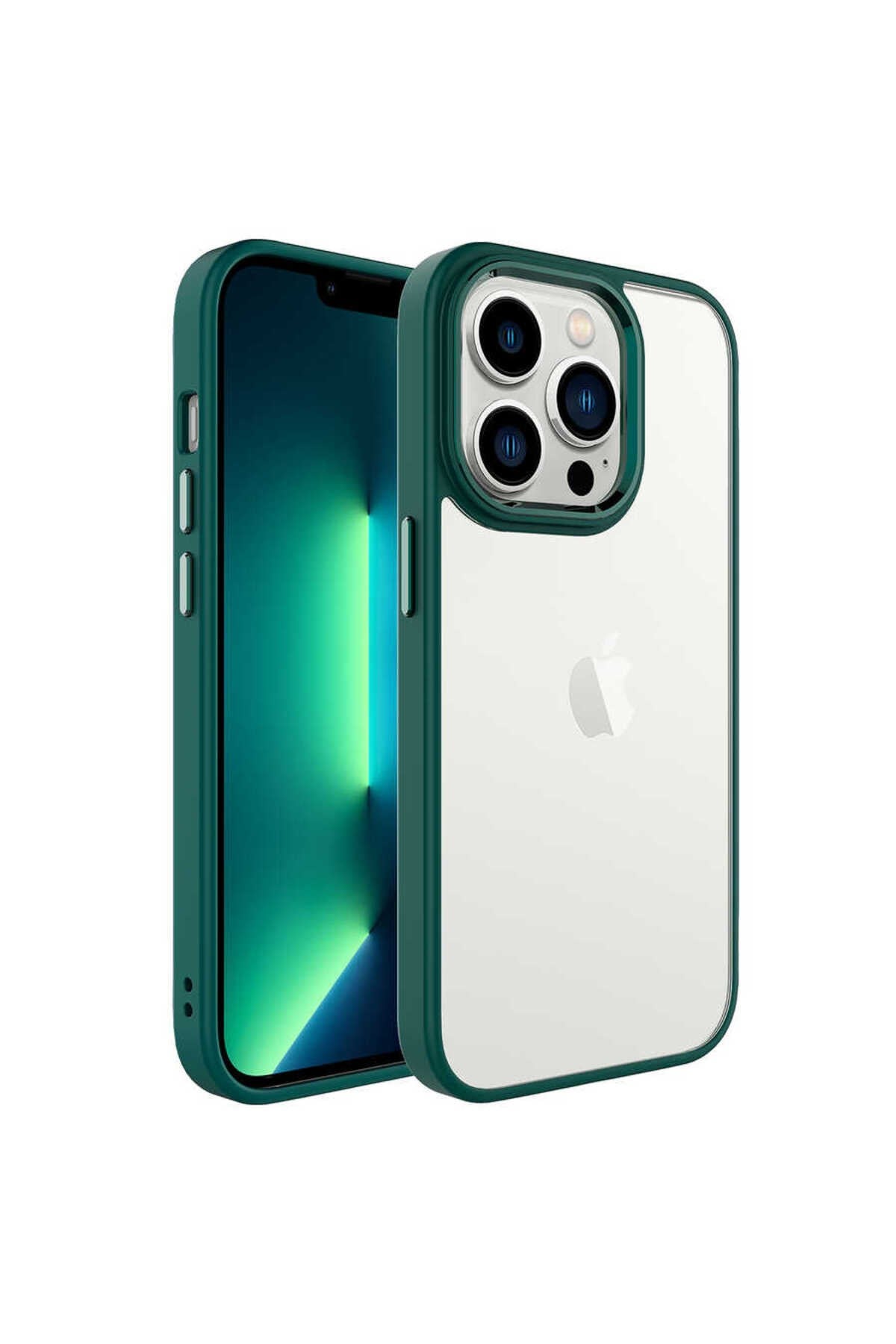 iPhone 14 Pro Max Uyumlu NVTH Krom Kılıf-Koyu Yeşil
