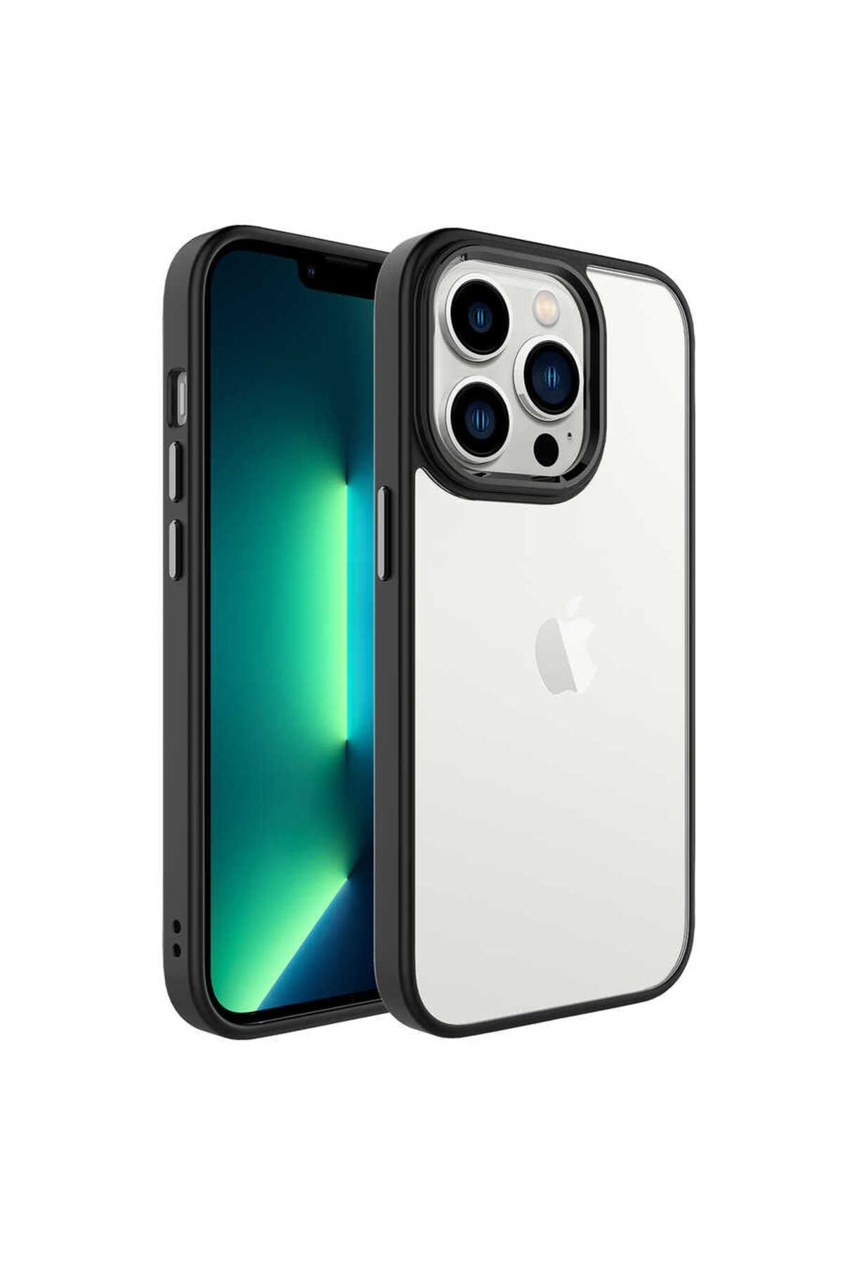 iPhone 14 Pro Max Uyumlu NVTH Krom Kılıf-Siyah
