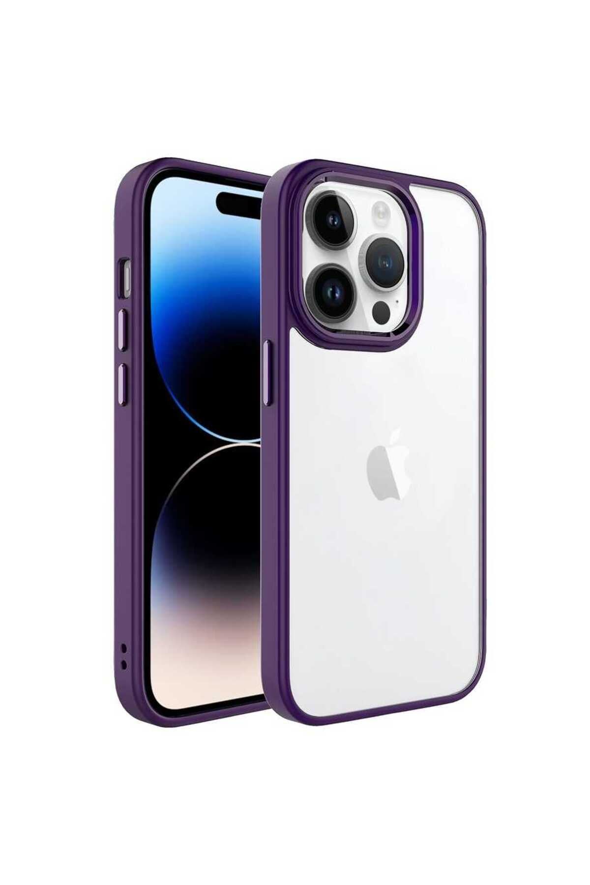 iPhone 14 Pro Max Uyumlu NVTH Krom Kılıf-Derin Mor