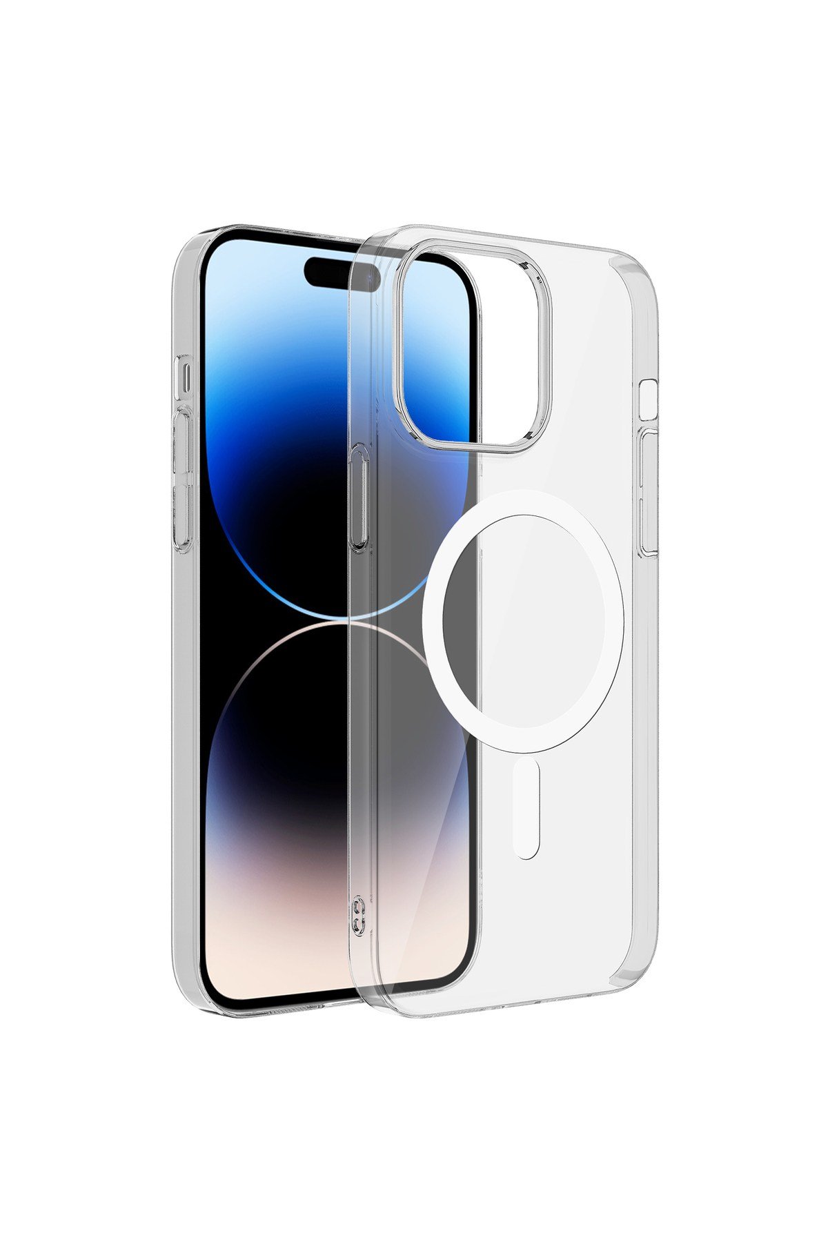 iPhone 14 Pro Max Uyumlu NVTH Wireless Şarj Özellikli Şeffaf Tek Kamera Çerçeveli Porto Kılıf-