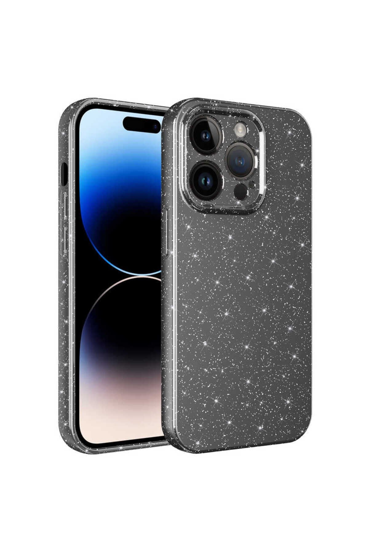 iPhone 14 Pro Uyumlu Kamera Korumalı Simli Lüks NVTH Koton Kılıf-Gri