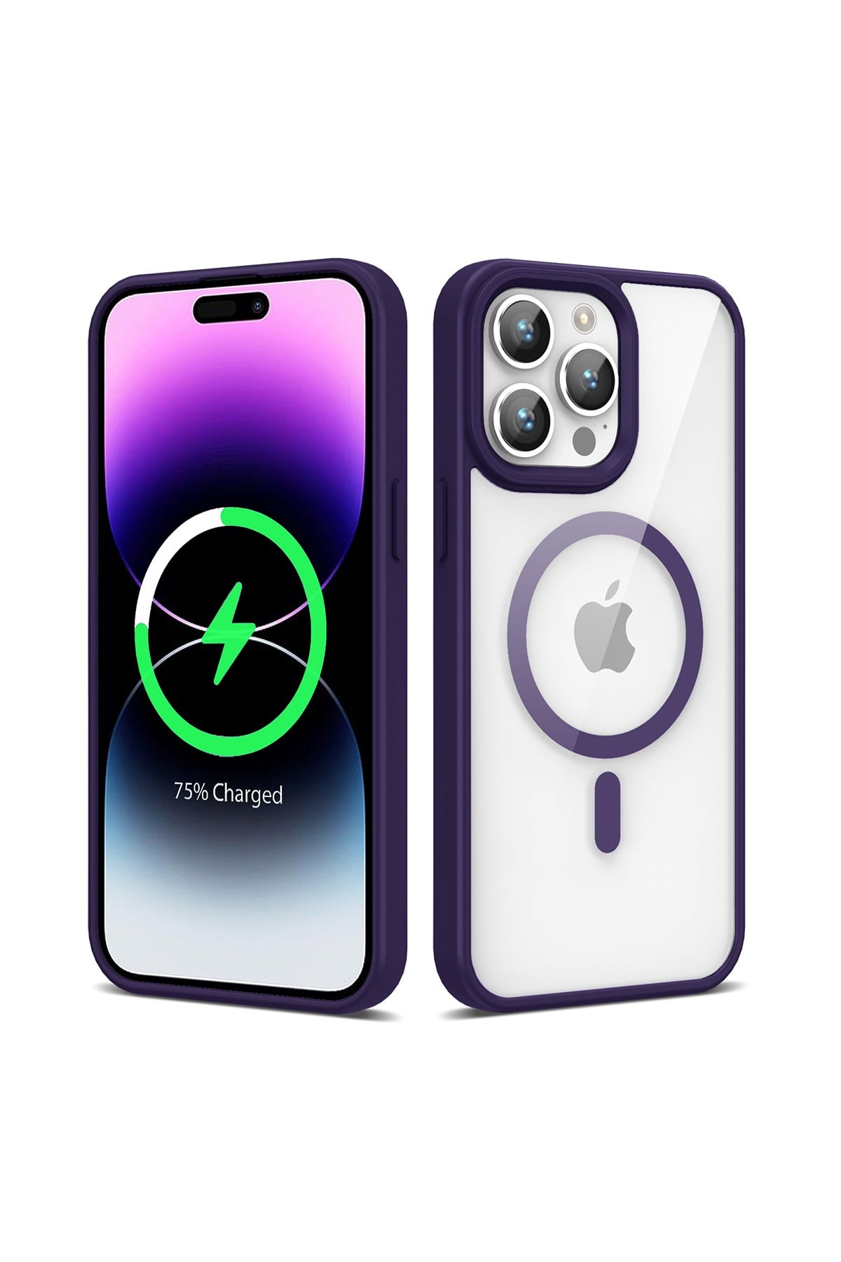 iPhone 14 Pro Uyumlu Magsafe Wireless Şarj Özellikli Silikon NVTH Ege Kılıf-Derin Mor