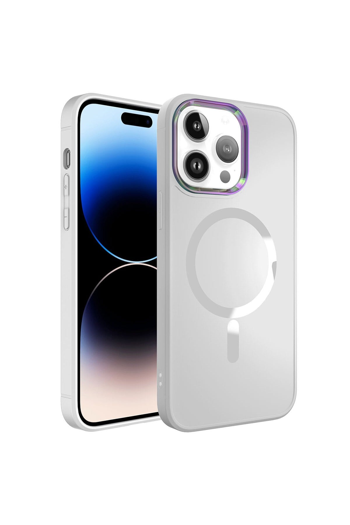 iPhone 14 Pro Uyumlu Magsafe Wireless Şarj Özellikli NVTH Stil Kılıf-Beyaz