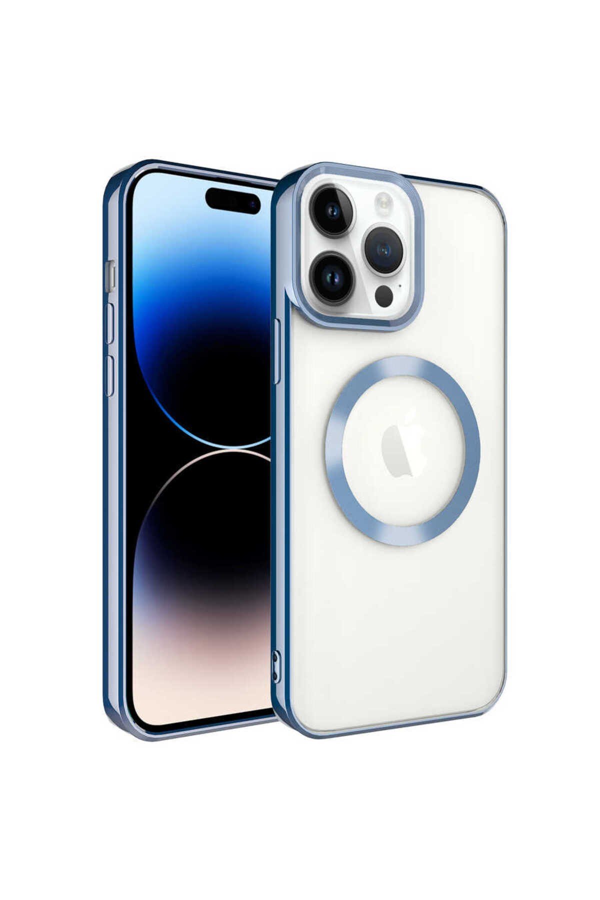 iPhone 14 Pro Uyumlu Magsafe Wireless Şarj Özellikli NVTH Setro Silikon-Mavi