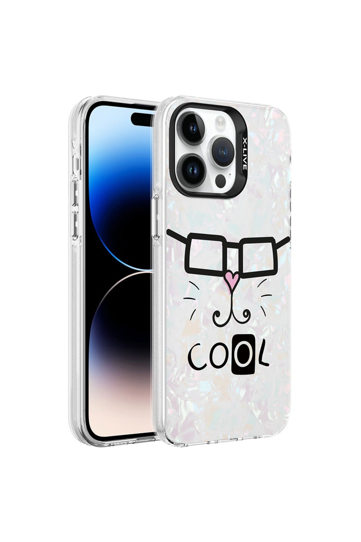 iPhone 14 Pro Uyumlu Mermer Desenli NVTH Marbello Kılıf-Beyaz