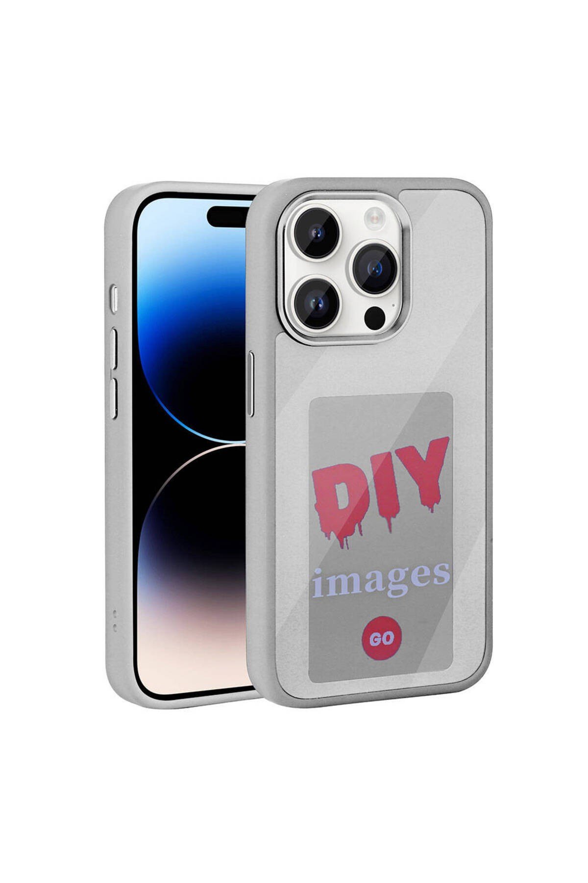 iPhone 14 Pro Uyumlu NVTH Ekranı Yansıtan Akıllı NFC Kılıf-Gri