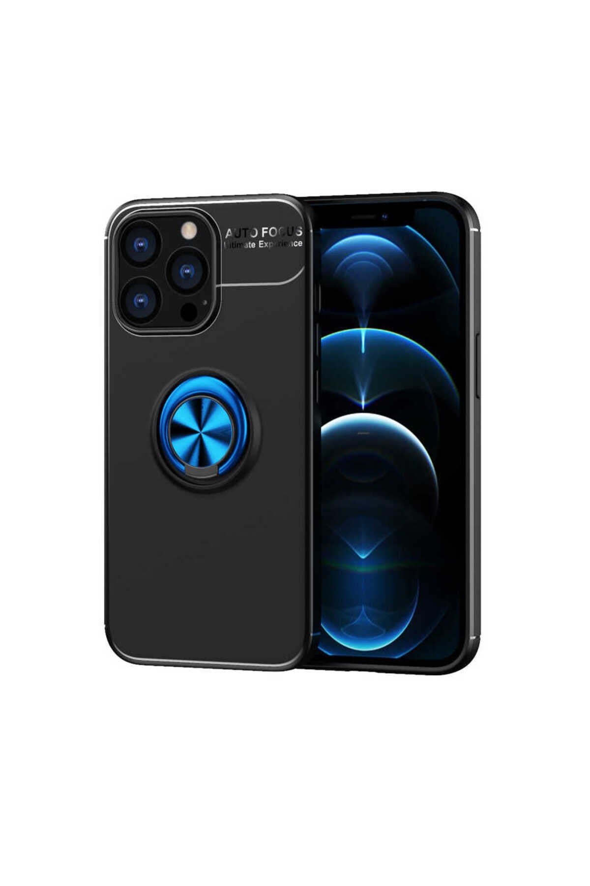 iPhone 14 Pro Uyumlu NVTH Ravel Silikon Kılıf-Siyah-Mavi
