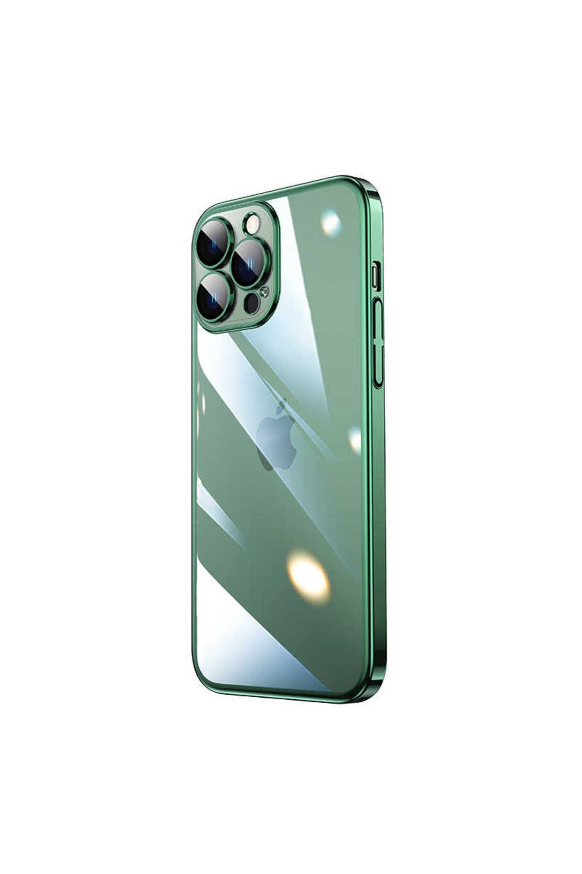 iPhone 14 Pro Uyumlu Sert PC Renkli Çerçeveli NVTH Riksos Kılıf-Yeşil