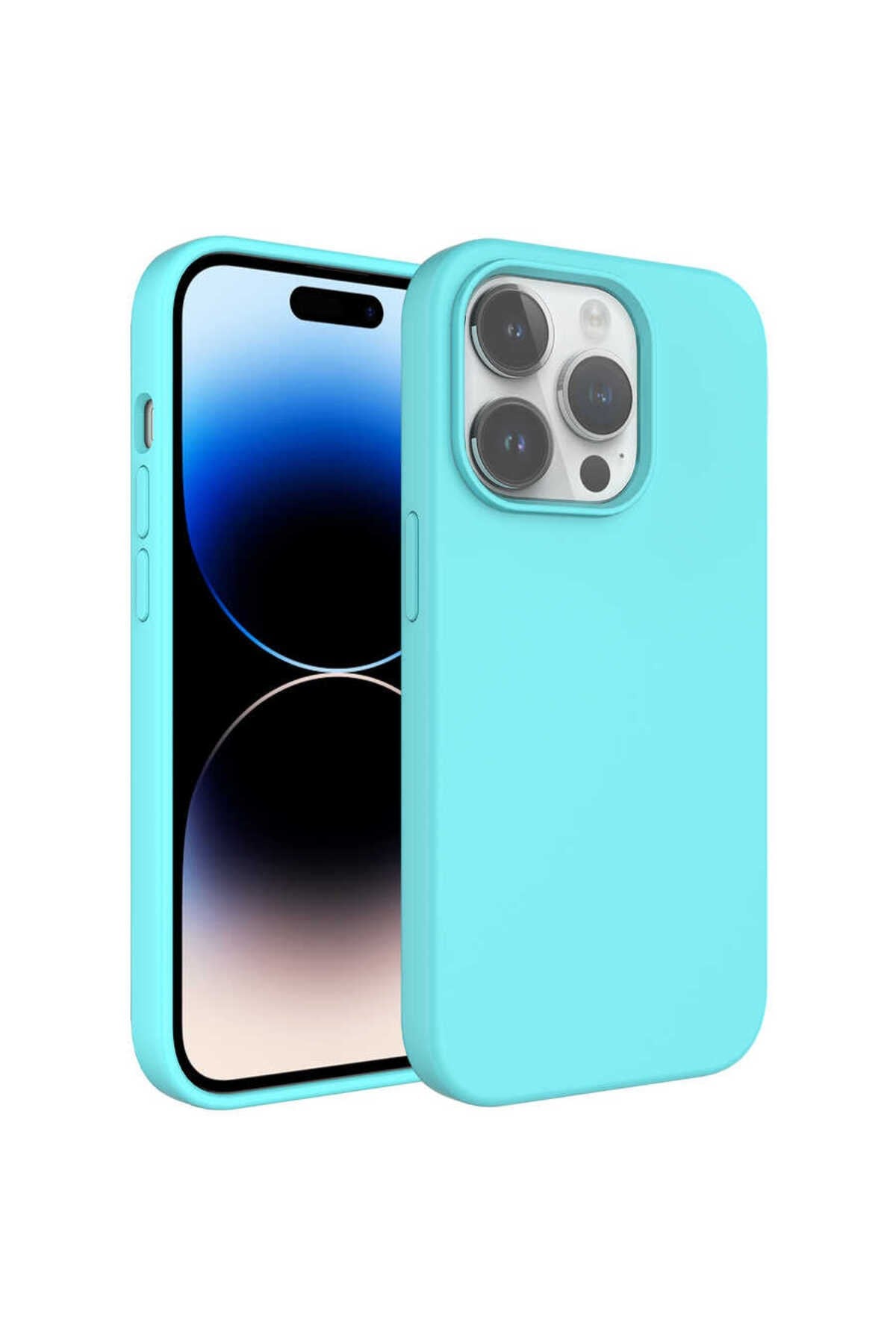 iPhone 14 Pro Uyumlu Sıvı Teknolojili Silinebilir Sert NVTH Kivi Kılıf-Turkuaz