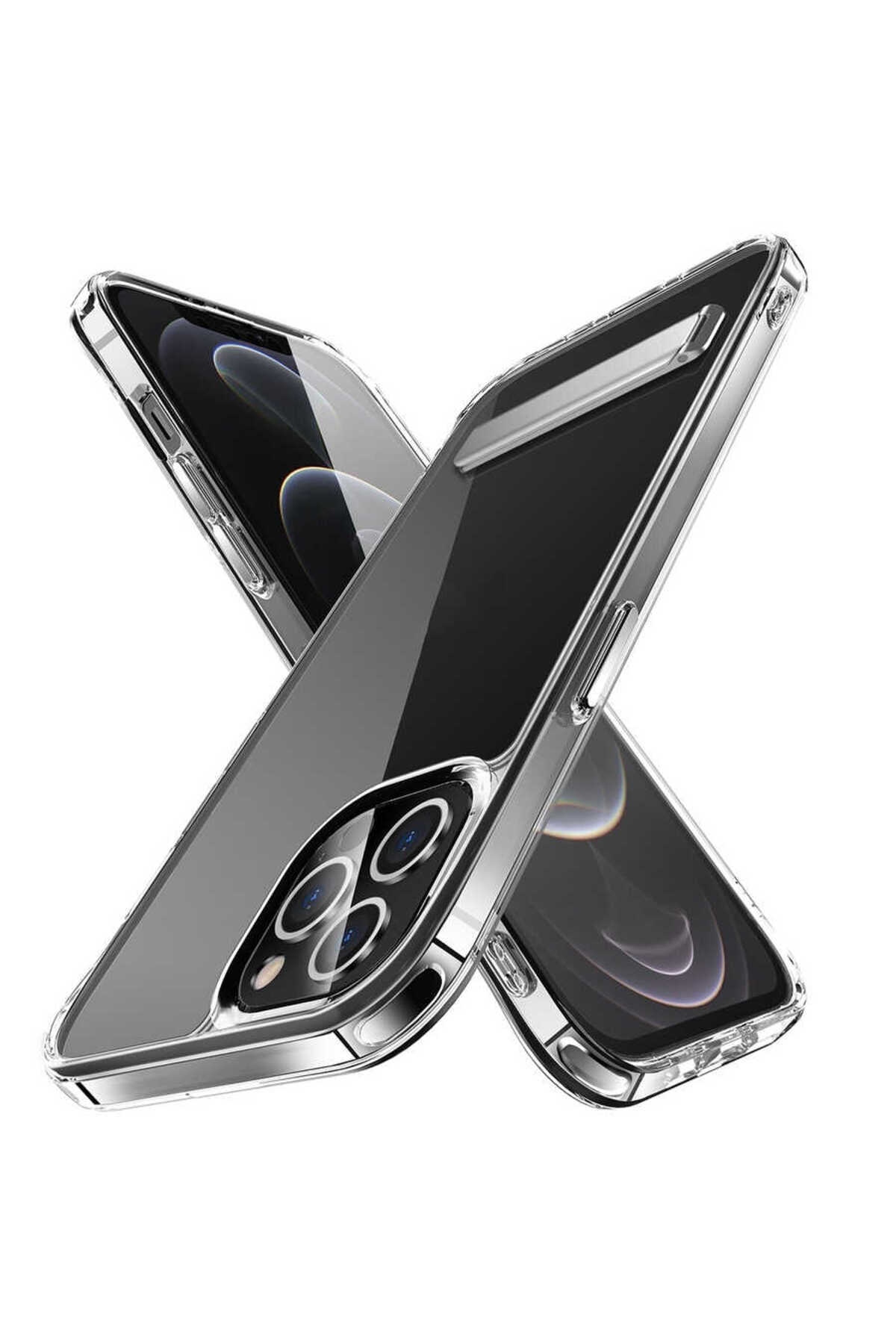 iPhone 14 Pro Uyumlu Standlı Şeffaf Silikon NVTH L-Stand Kılıf-Renksiz