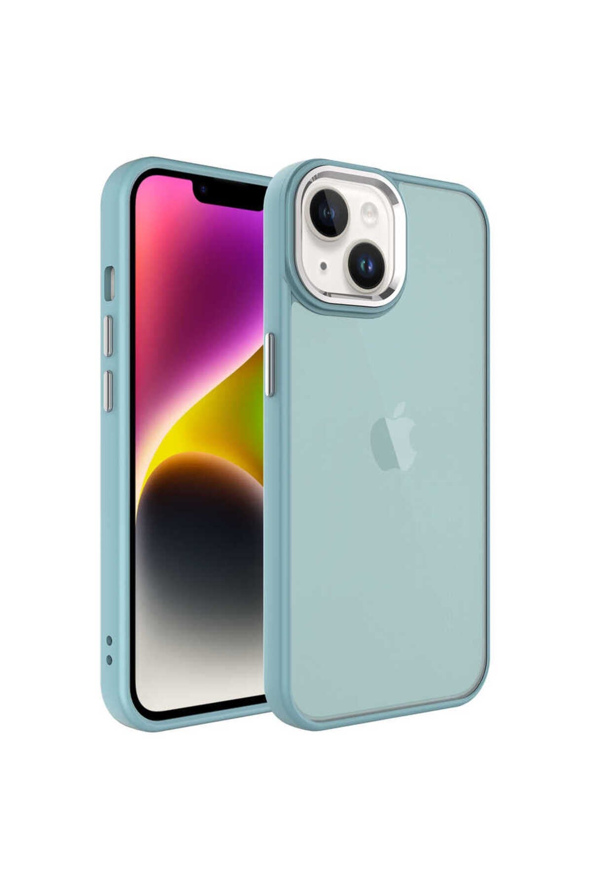 iPhone 14 Uyumlu Buzlu Sert PC NVTH May Kılıf-Mavi