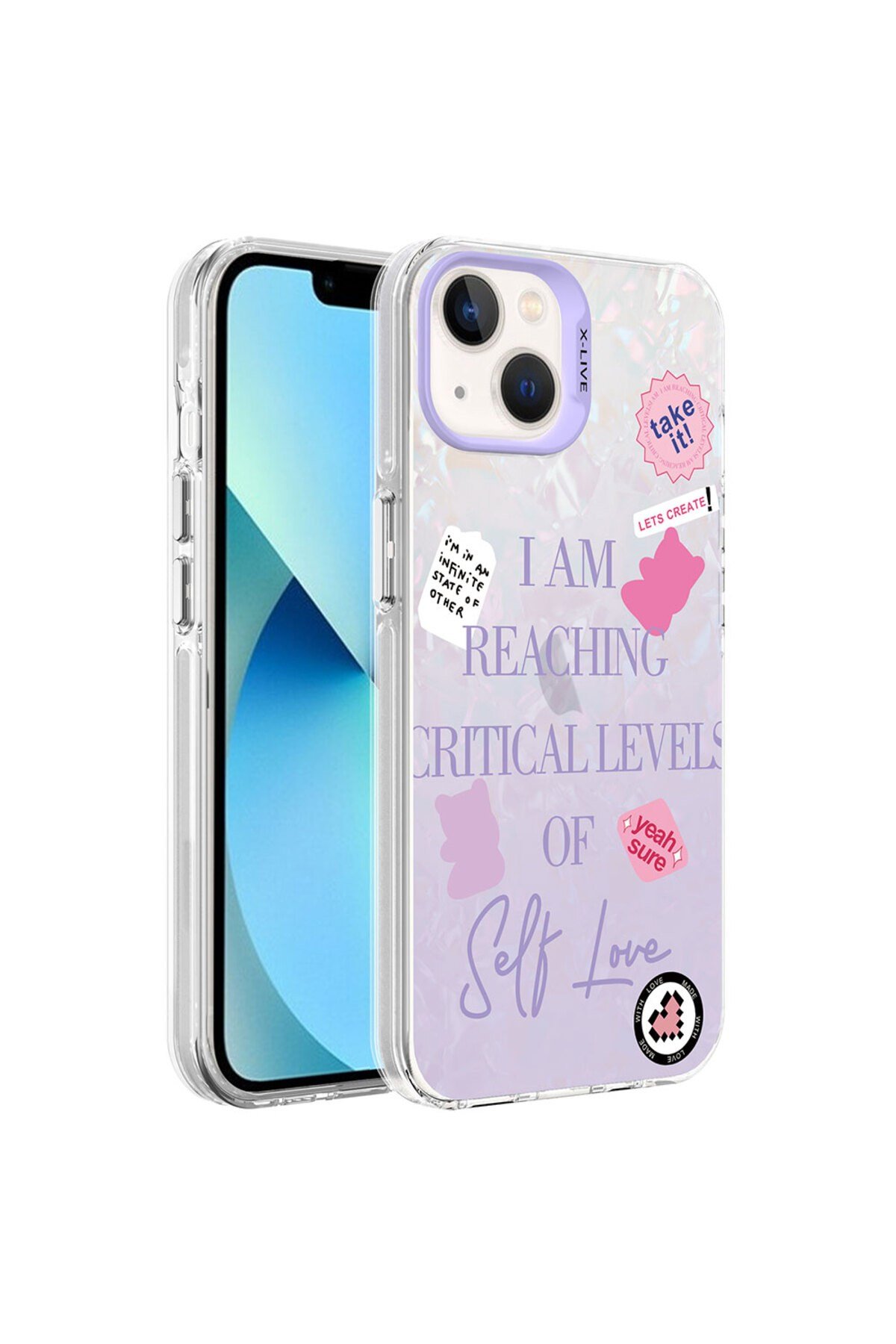 iPhone 14 Uyumlu Mermer Desenli NVTH Marbello Kılıf-Mor