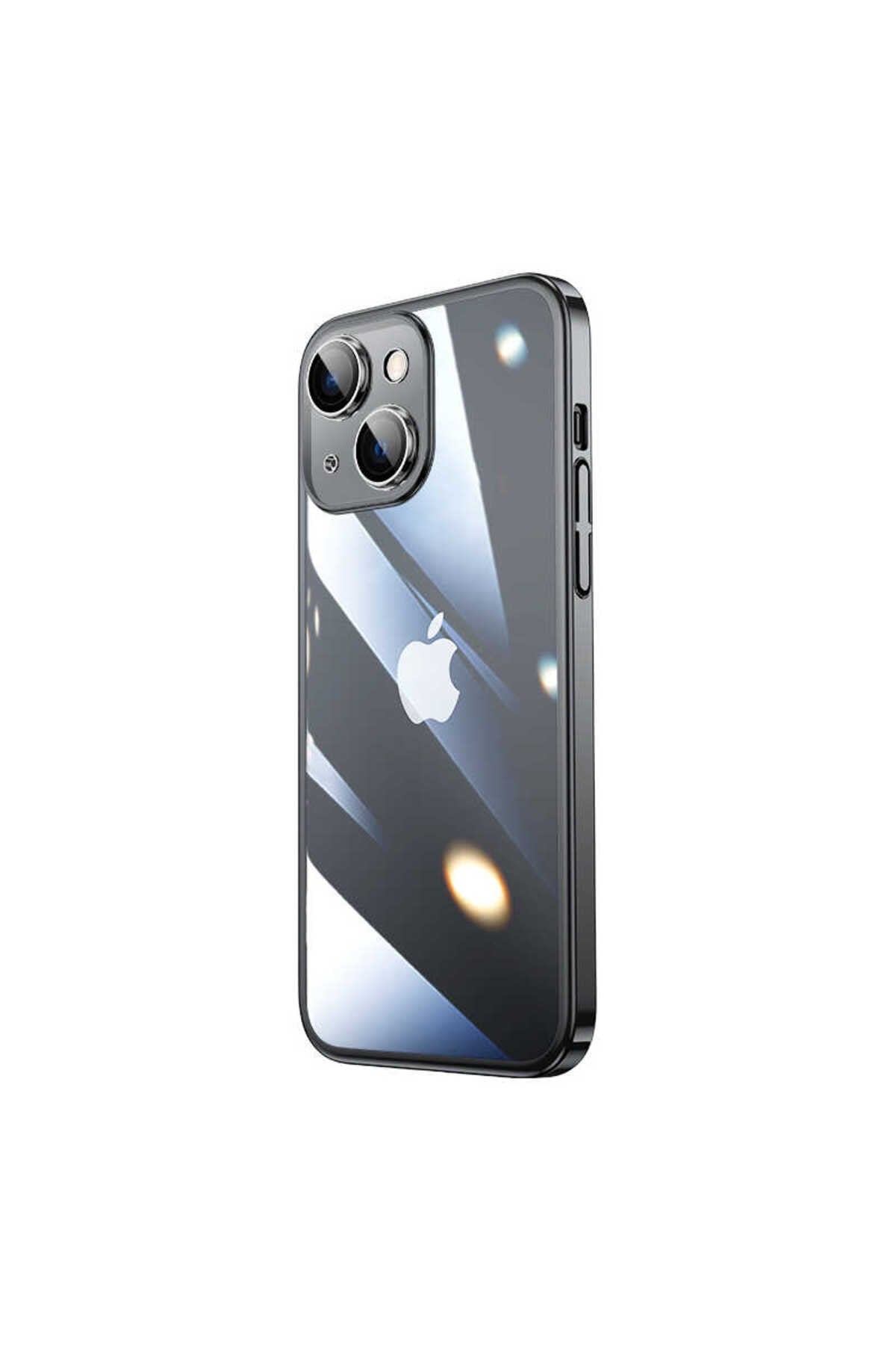 iPhone 14 Uyumlu Sert PC Renkli Çerçeveli NVTH Riksos Kılıf-Siyah