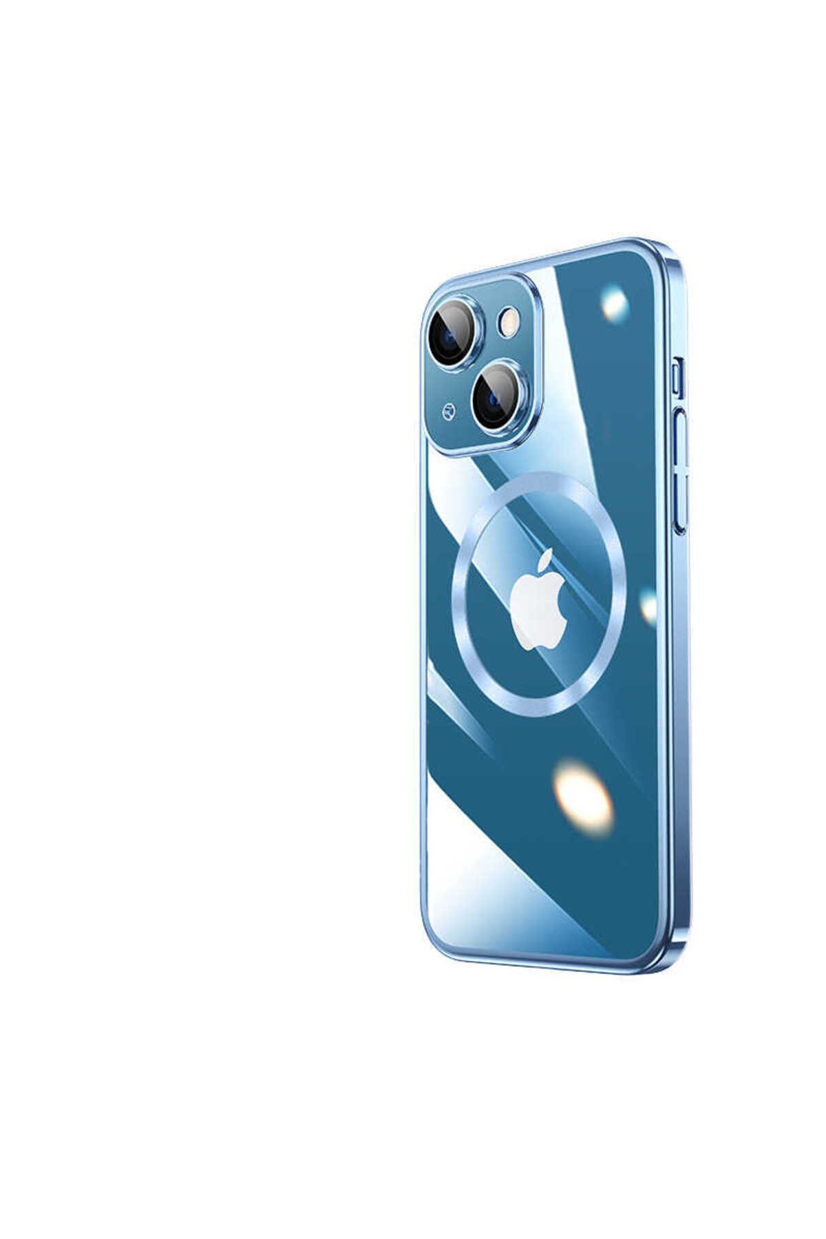 iPhone 14 Uyumlu Wireless Şarj Özellikli Sert PC NVTH Riksos Magsafe Kılıf-Mavi