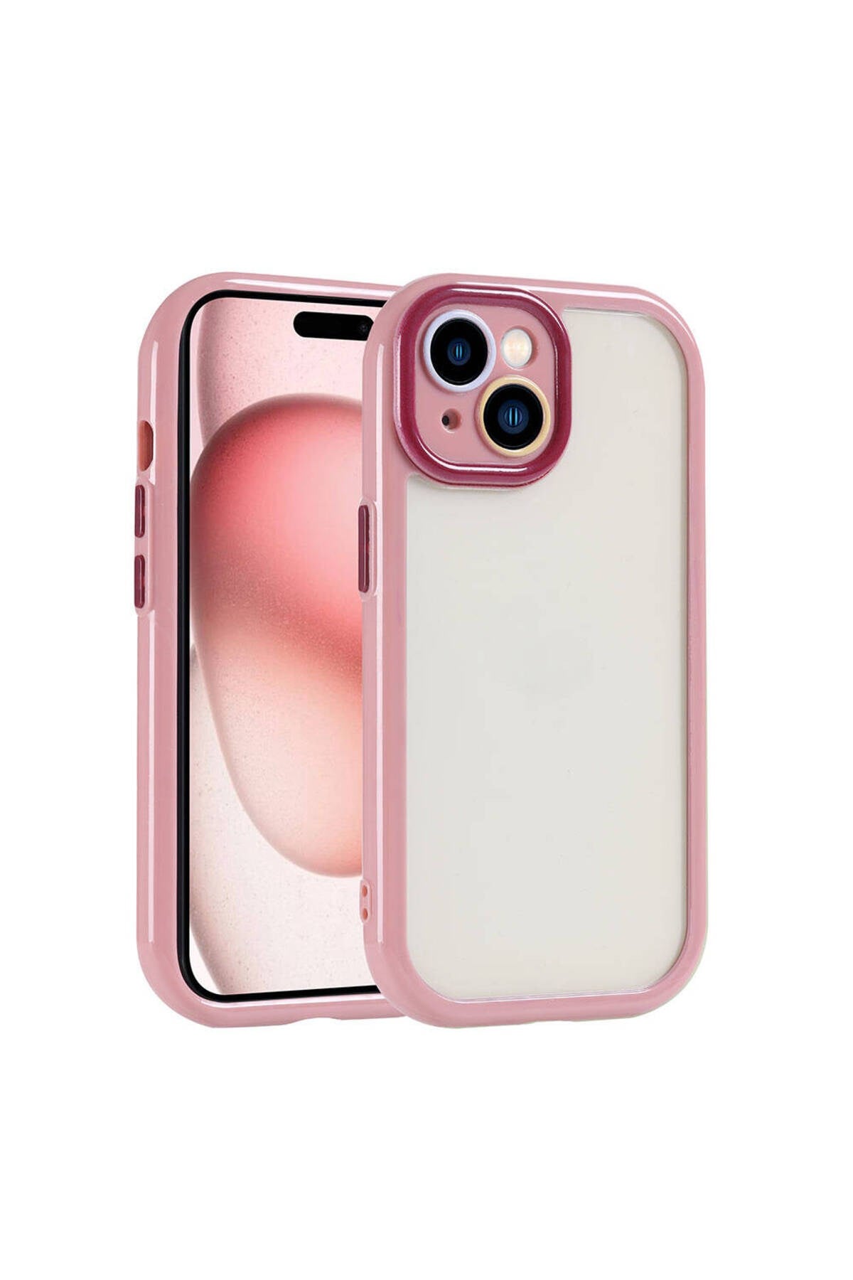iPhone 15 Kılıf Kamera Korumalı Renkli Kenar ve Çerçeve Tasarımlı NVTH Vitamin Kapak-Mürdüm