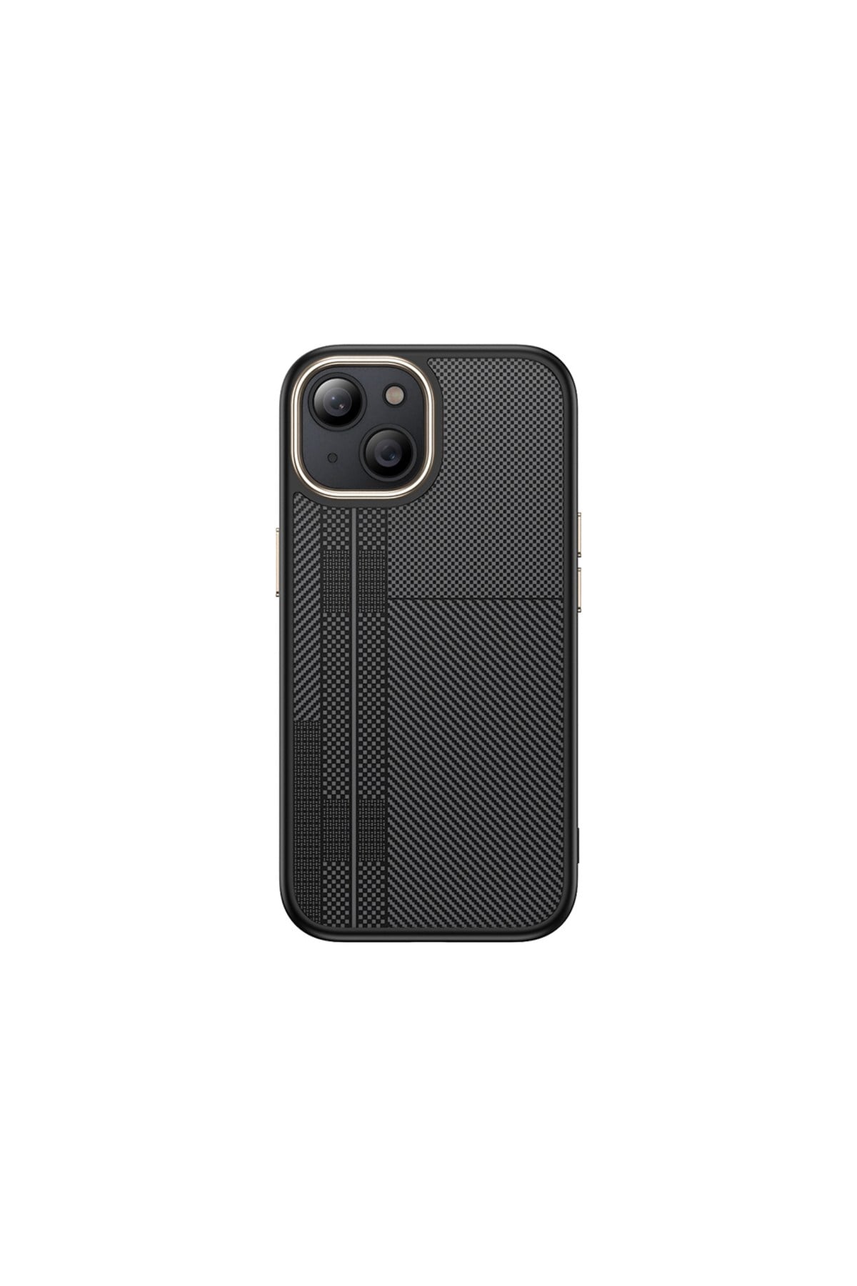 iPhone 15 Kılıf M-safe Şarj Özellikli Karbon Fiber Görünümlü NVTH Antina Kapak - Siyah-Gri