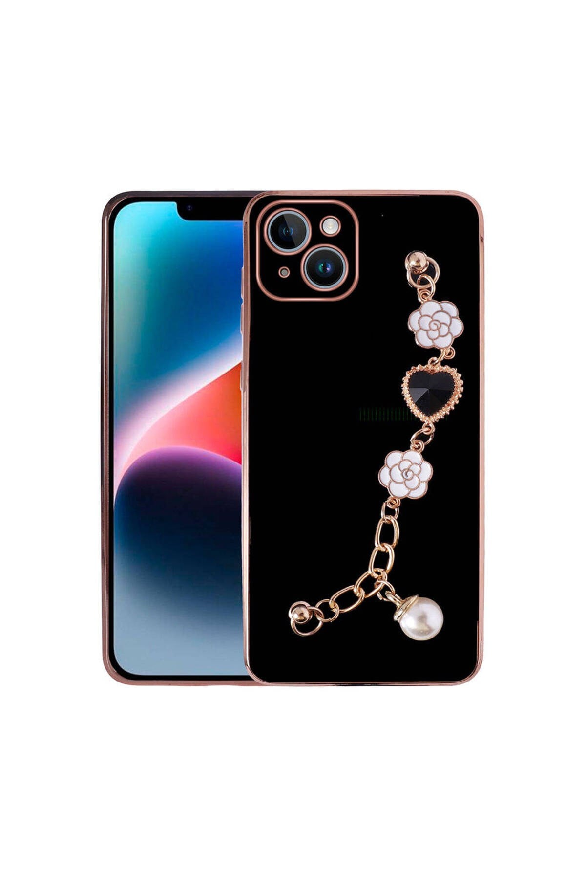 iPhone 15 Plus NVTH El Tutamaçlı Kamera Korumalı NVTH Taka Silikon Kılıf-Siyah