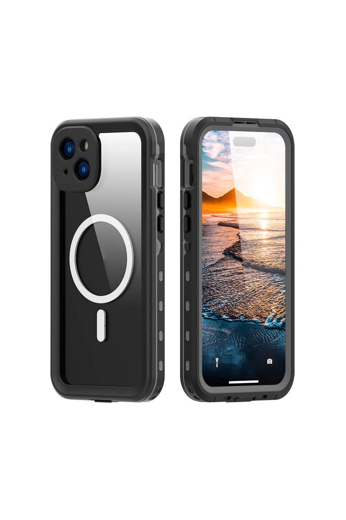 iPhone 15 Plus Uyumlu NVTH 1-1 Su Geçirmez Kılıf-Siyah