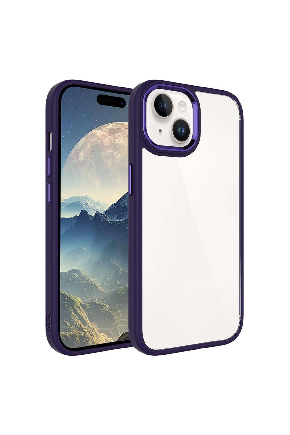 iPhone 15 Plus Uyumlu NVTH Krom Kılıf-Derin Mor