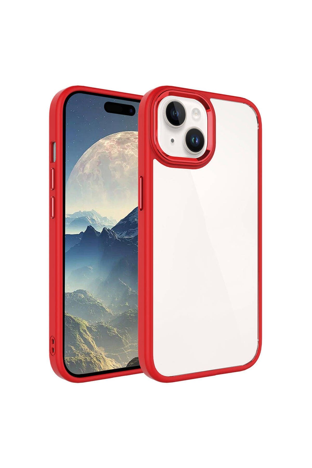 iPhone 15 Plus Uyumlu NVTH Krom Kılıf-Kırmızı