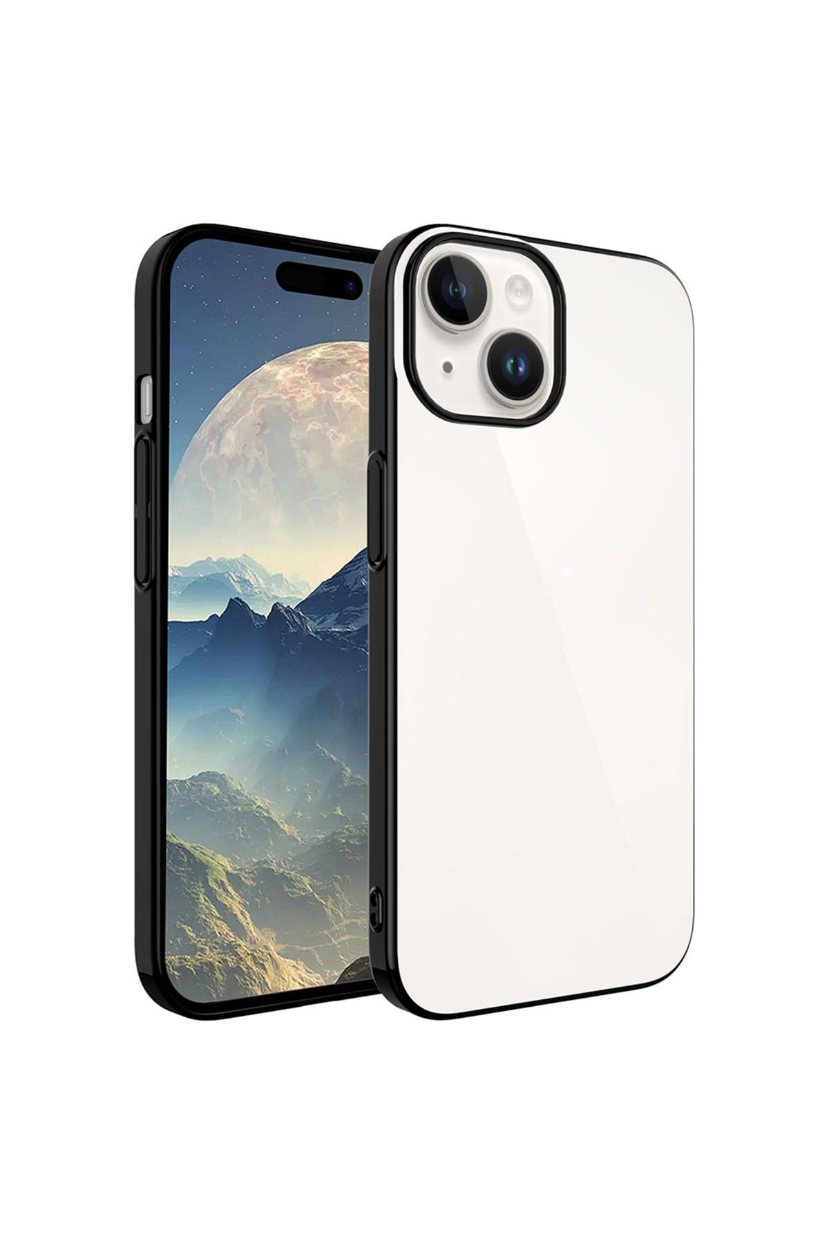 iPhone 15 Plus Uyumlu Sert PC Renkli Çerçeveli NVTH Riksos Kılıf-Siyah
