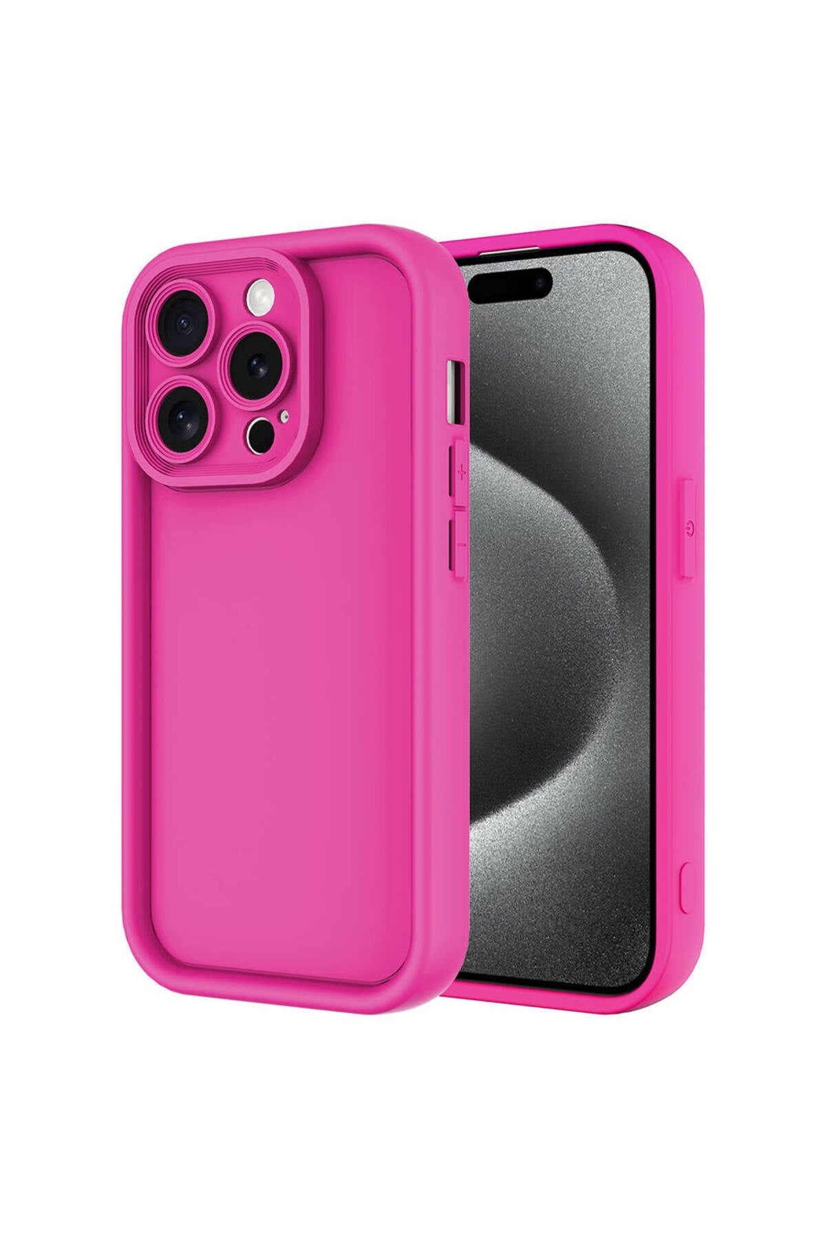 iPhone 15 Pro Kılıf Kamera Korumalı NVTH Ananas Kapak - Pembe Koyu