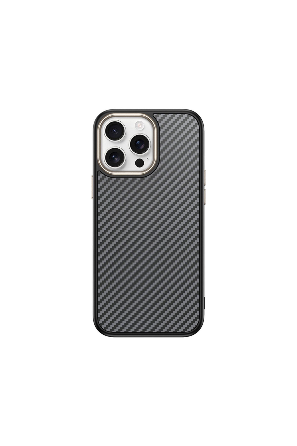 iPhone 15 Pro Kılıf M-safe Şarj Özellikli Karbon Fiber Görünümlü NVTH Antina Kapak - Gri